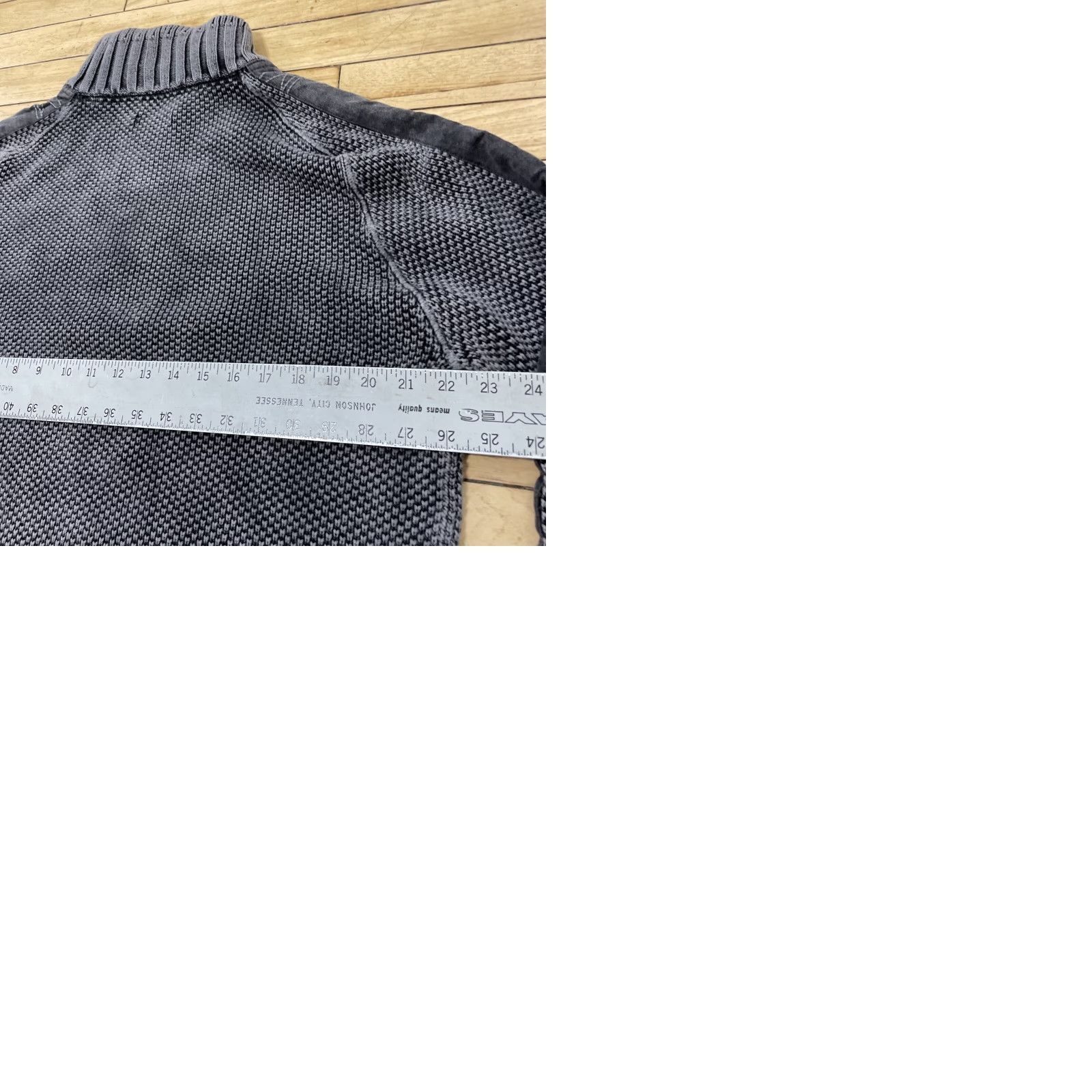 Carbon2Cobalt CARBON 2 COBALT Chunky Waffle Knit Sweater Men L Gray 1/4 Zip Pique Thermal Size US L / EU 52-54 / 3 - 10 Thumbnail