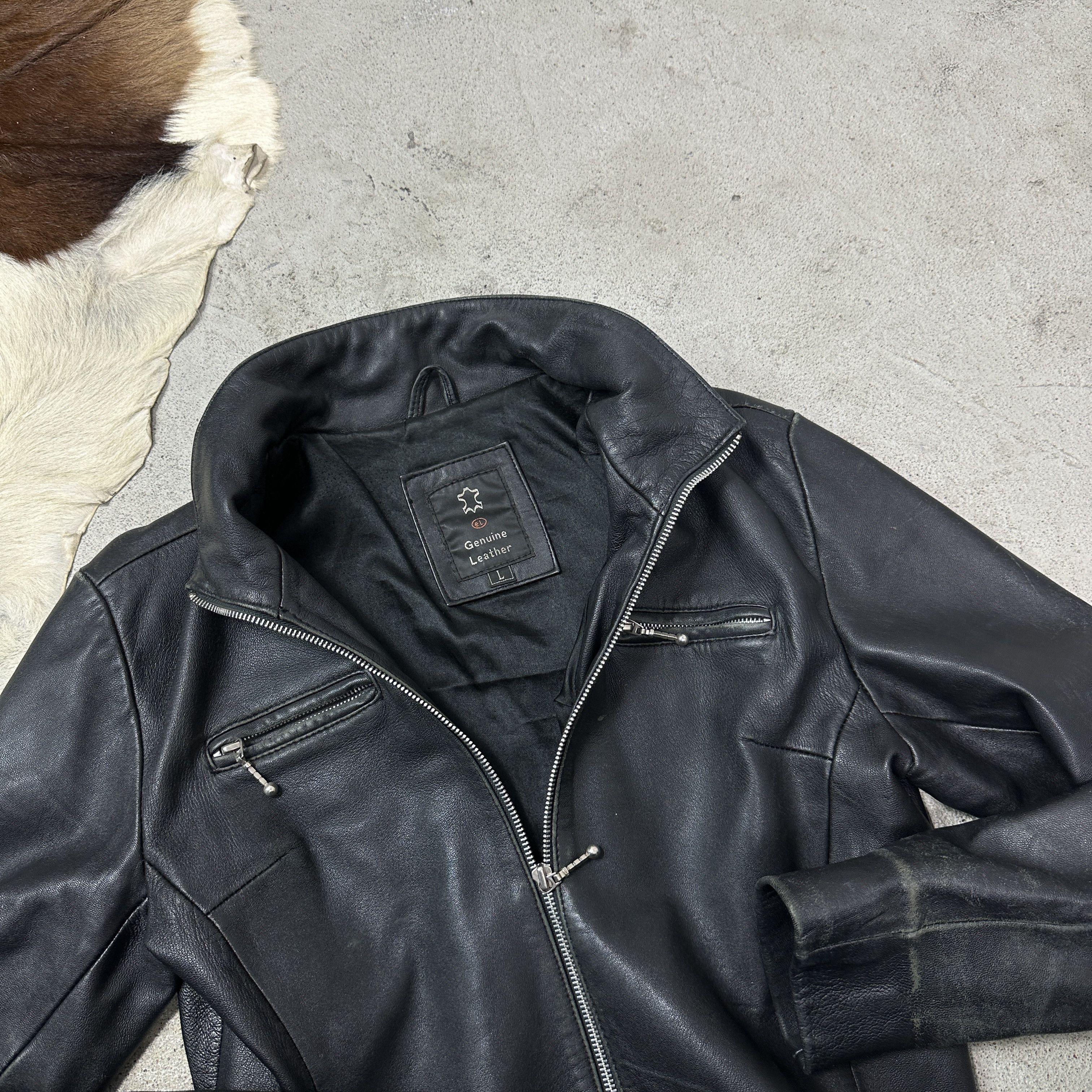 Vintage Vintage Leather Biker Moto Grunge Fitted Jacket 00s Size US L / EU 52-54 / 3 - 4 Thumbnail
