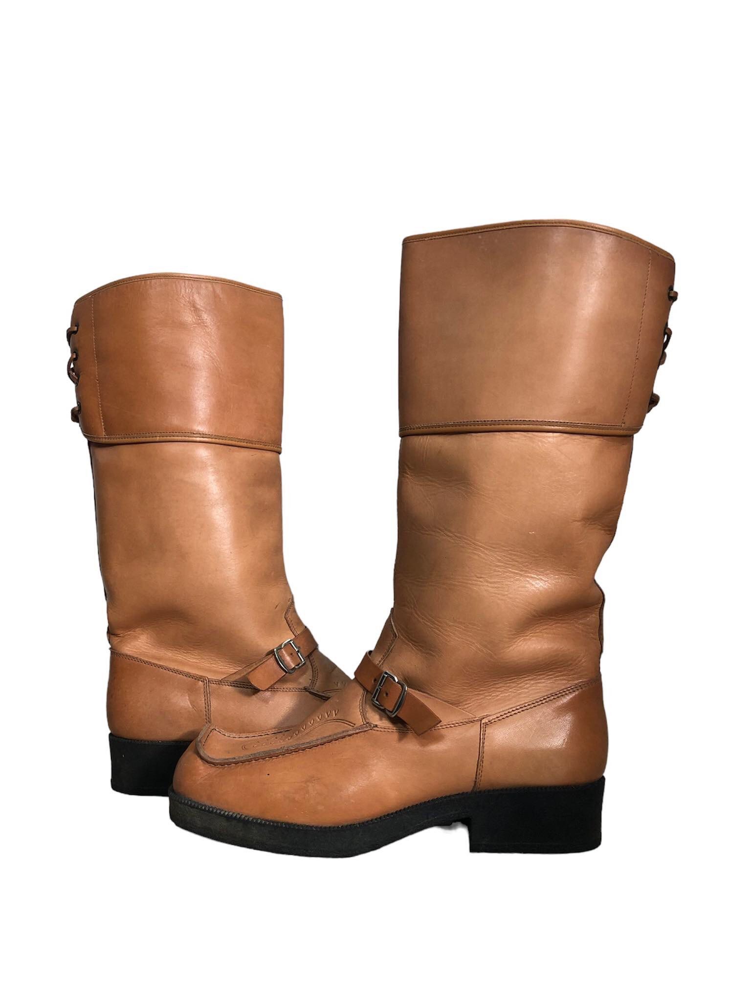 image of Archival Clothing x Vintage Parkanon Jalkine 45 Sami Finland Vintage Retro Boots in Brown (Size 12)