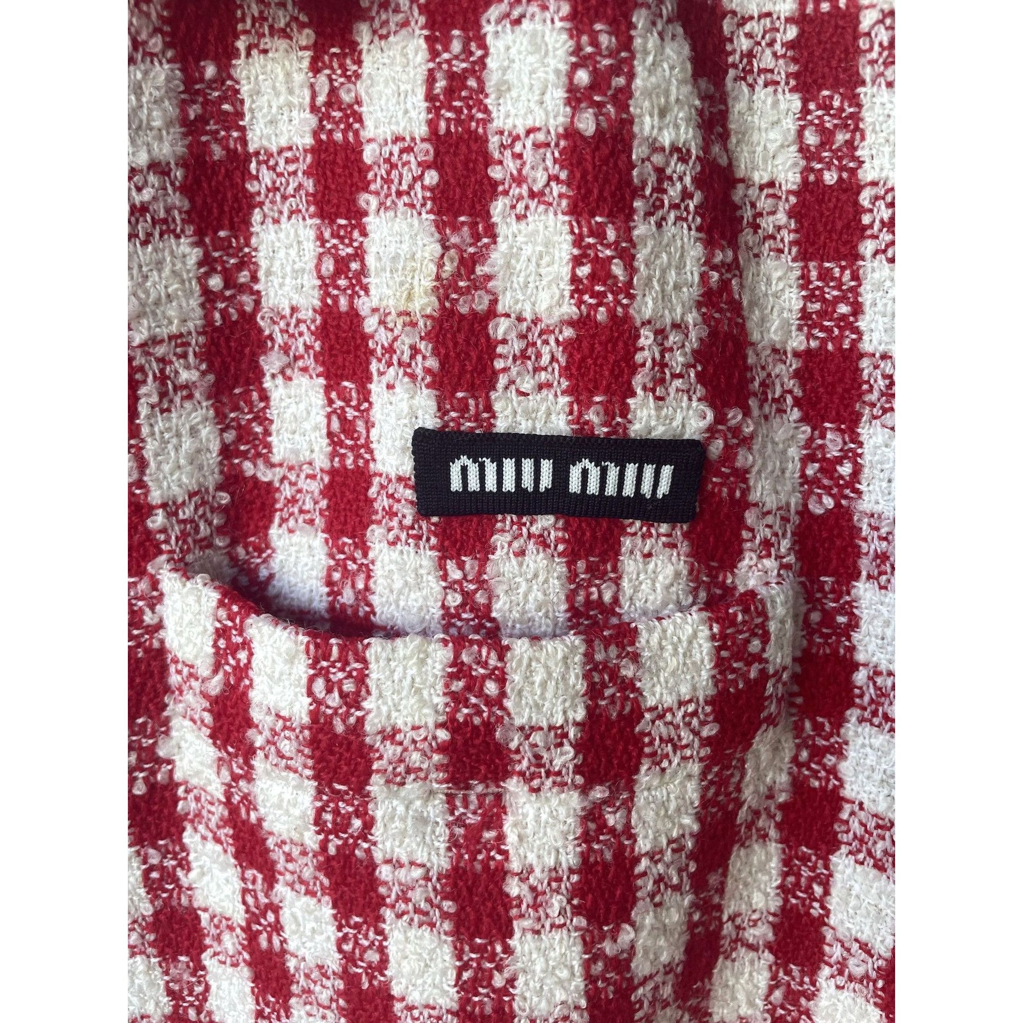 Miu Miu Miu Miu Red & White Checkered Button-Up Jacket With Pockets Size S / US 4 / IT 40 - 3 Thumbnail