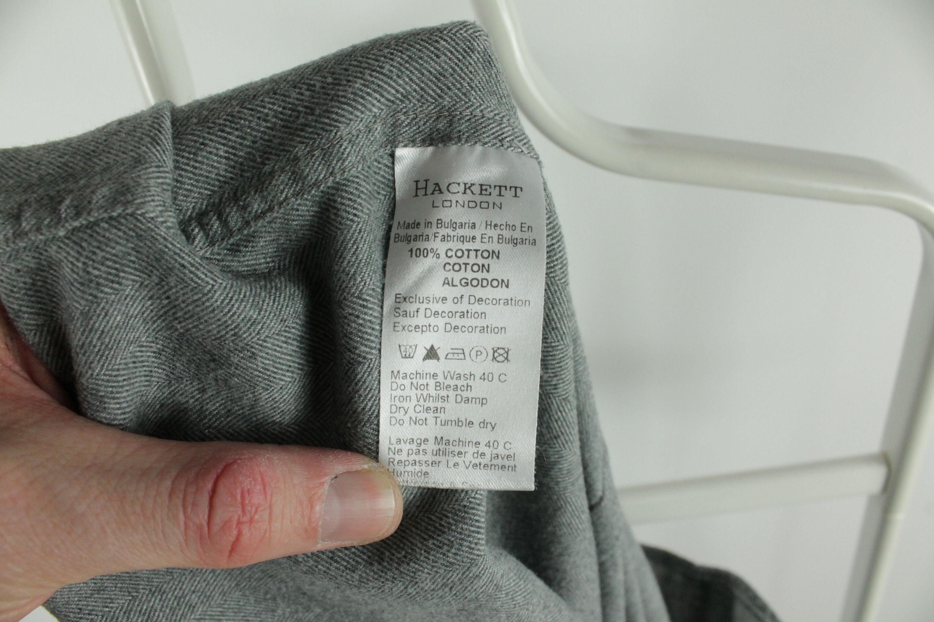 Designer × Hackett Hackett Micro Herringbone Flannel Slim Fit Dress Shirt Men's Size US M / EU 48-50 / 2 - 9 Thumbnail