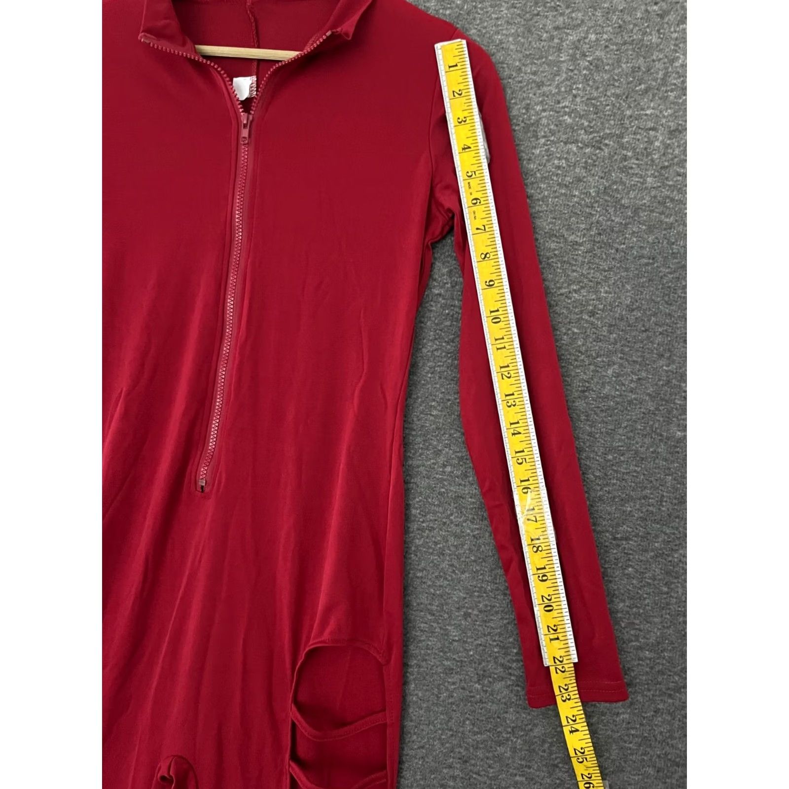 Vintage Sexy Zipper One Piece Jumpsuit L Red Women Long Sleeve Clubwear Size L / US 10 / IT 46 - 5 Thumbnail