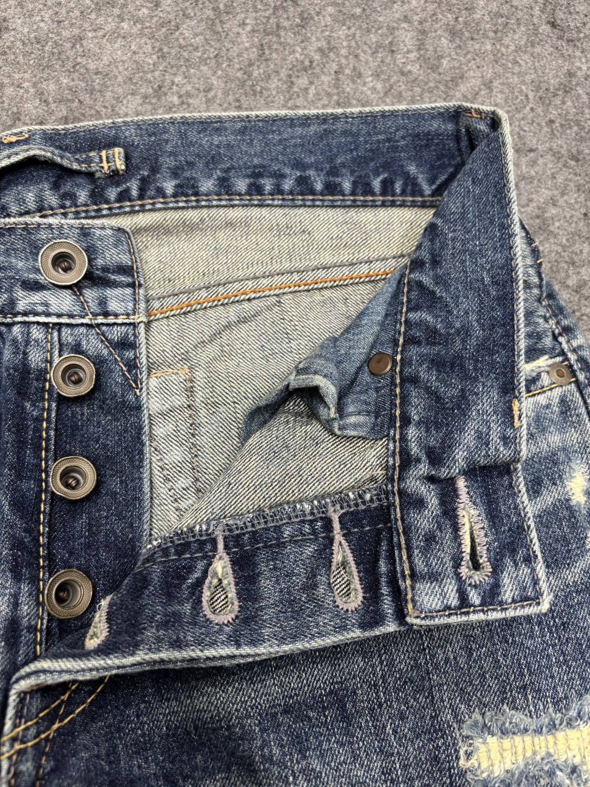 Japanese Brand 💥Insane💥GOA Japan Rare Sick Distressed Selvedge Denim F671 Size US 29 - 13 Thumbnail