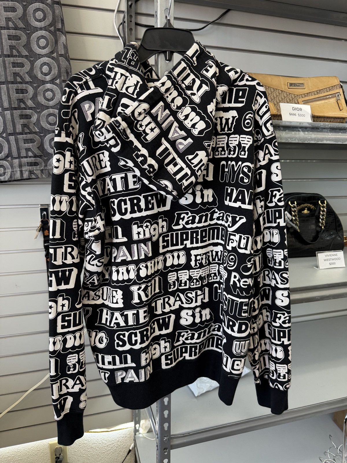 Hysteric Glamour × Supreme Supreme Hysteric Glamour Text HOODIE Black Medium Size US M / EU 48-50 / 2 - 4 Thumbnail