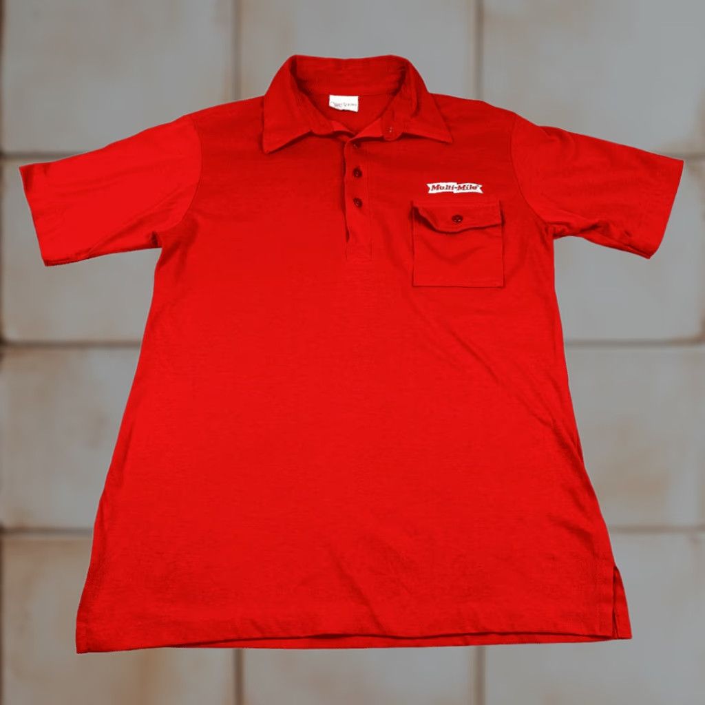 Vintage VINTAGE King Louie Polo Shirt Adult S Red 70s Mechanic Tire Shop Pocket Short Sleeve Mens Size US S / EU 44-46 / 1 - 1 Thumbnail