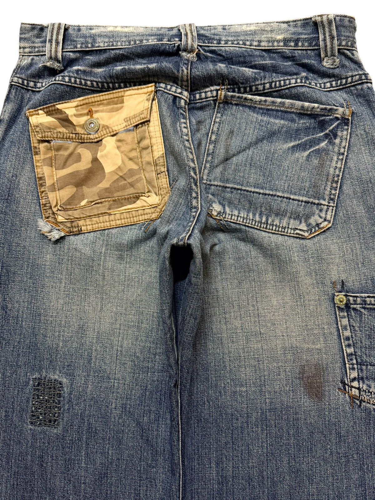 Kapital Vintage Y2K Japanese Brand Faded Wash Distress Patch Baggy Size US 32 / EU 48 - 4 Thumbnail