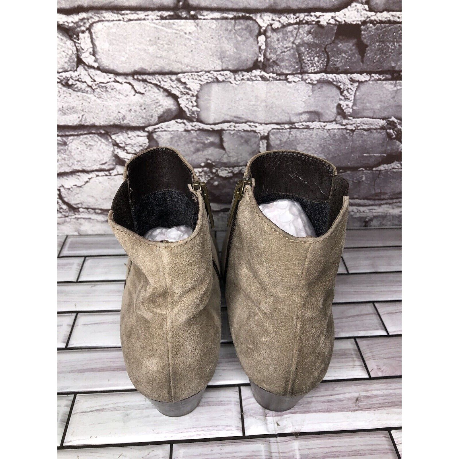 Aquatalia Aquatalia Taupe Suede Leather Side Zip Heel Ankle Booties Wo Size US 10 / IT 40 - 5 Thumbnail