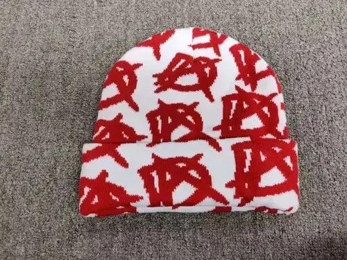 Other Anarchy A Letter Symbol Graphic Cuffed Beanie Hat White Size ONE SIZE - 2 Thumbnail