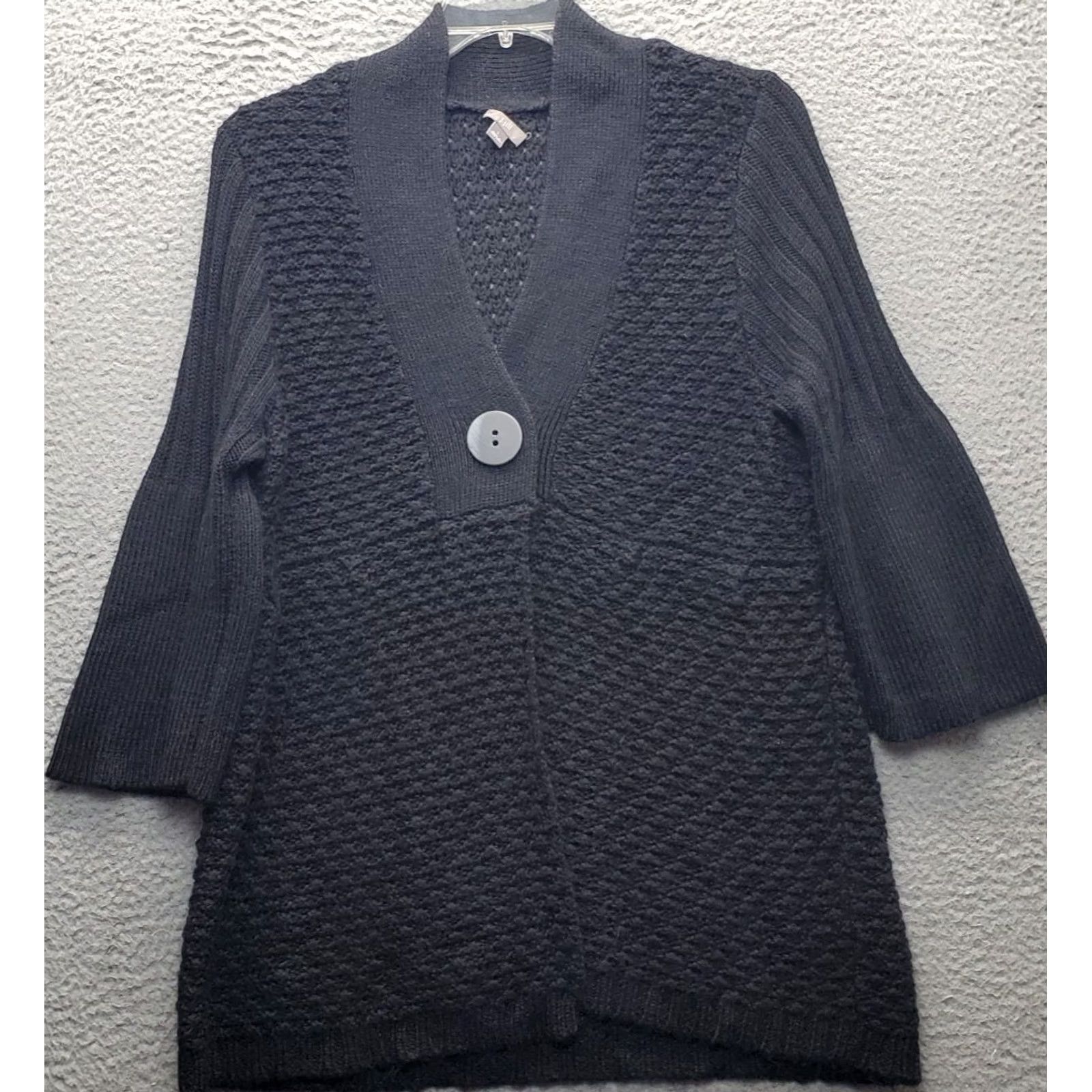 J. Jill J. Jill Sweater Womens L Black Cardigan Women Chunky Knit Shawl Neck One Button Front Size L / US 10 / IT 46 - 2 Thumbnail