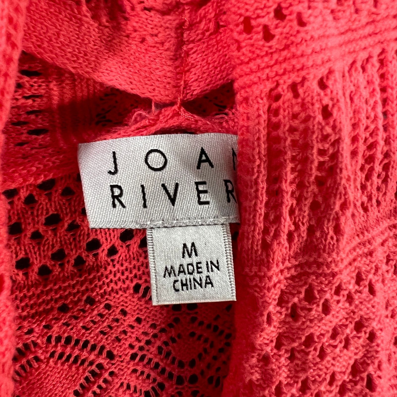 Other Joan Rivers Crochet Stripe Open Front Cardigan Coral Size M / US 6-8 / IT 42-44 - 3 Thumbnail