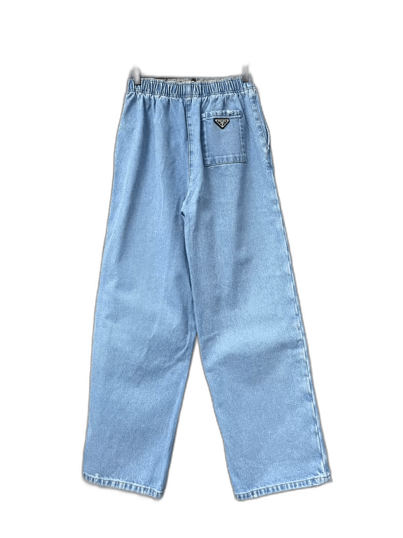Prada Prada Blue Denim Pants with Triangle Tag-yf Size US 26 / EU 42 - 1 Thumbnail