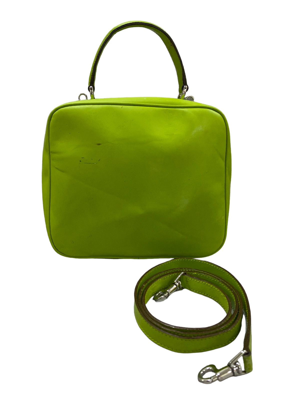 Gucci Vtg GUCCI bamboo neon green leather vanity cosmetic case bag Size ONE SIZE - 3 Thumbnail