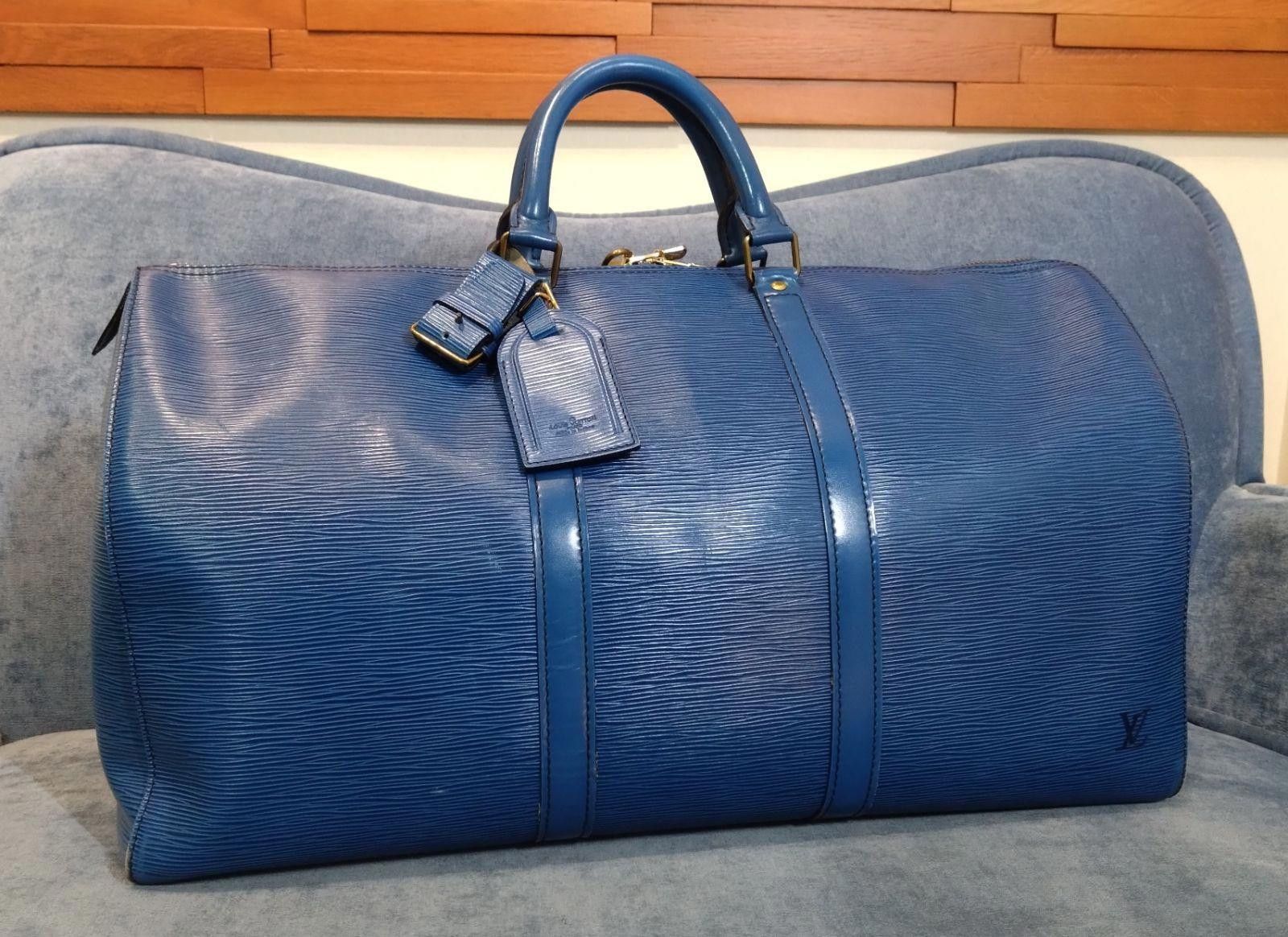 Louis Vuitton Louis Vuitton - Blue Epi Leather Keepall 50 Duffel Bag Size ONE SIZE - 3 Thumbnail