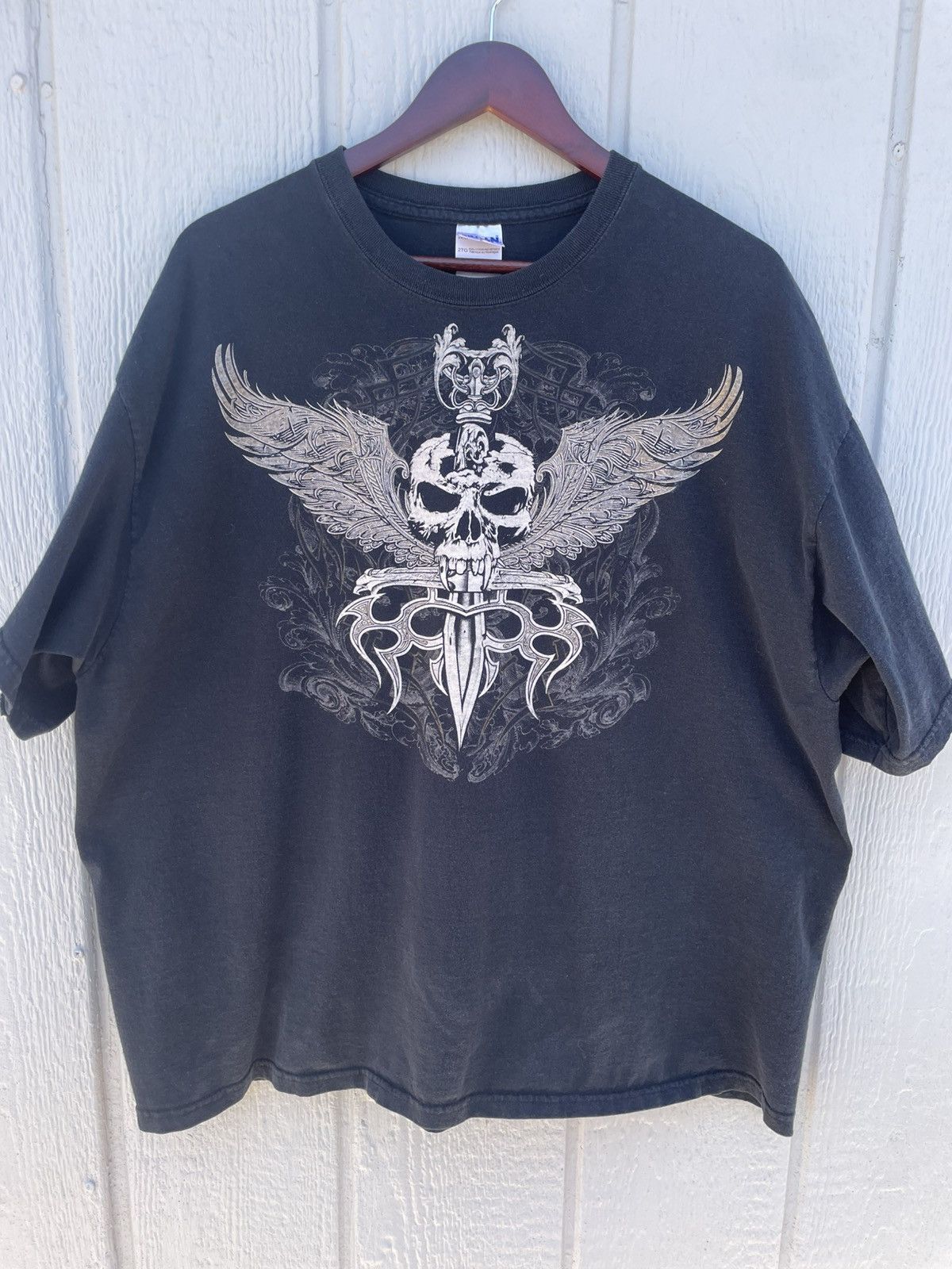 Gildan Vintage 2000s Y2K Skulls Grunge Black Cotton Men’s XXL Size US XXL / EU 58 / 5 - 1 Thumbnail