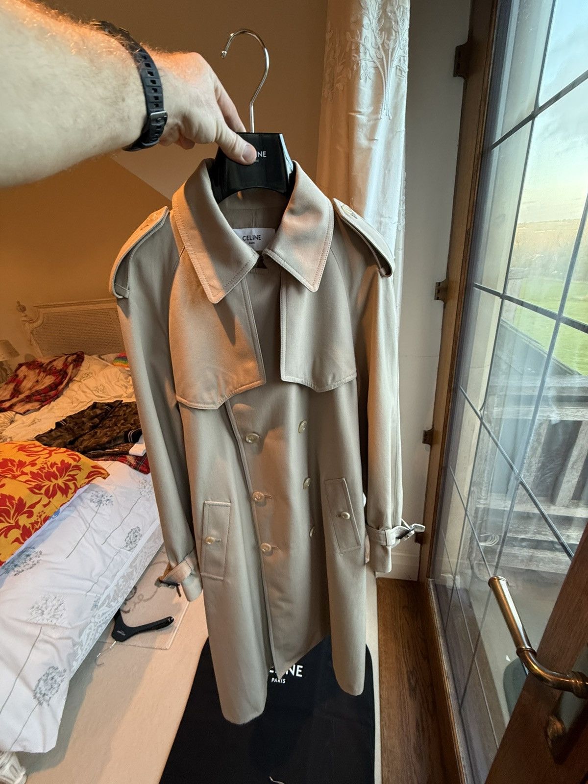 1 of 1 Celine Hedi Sample Trench Jacket silk lined M L Grail
