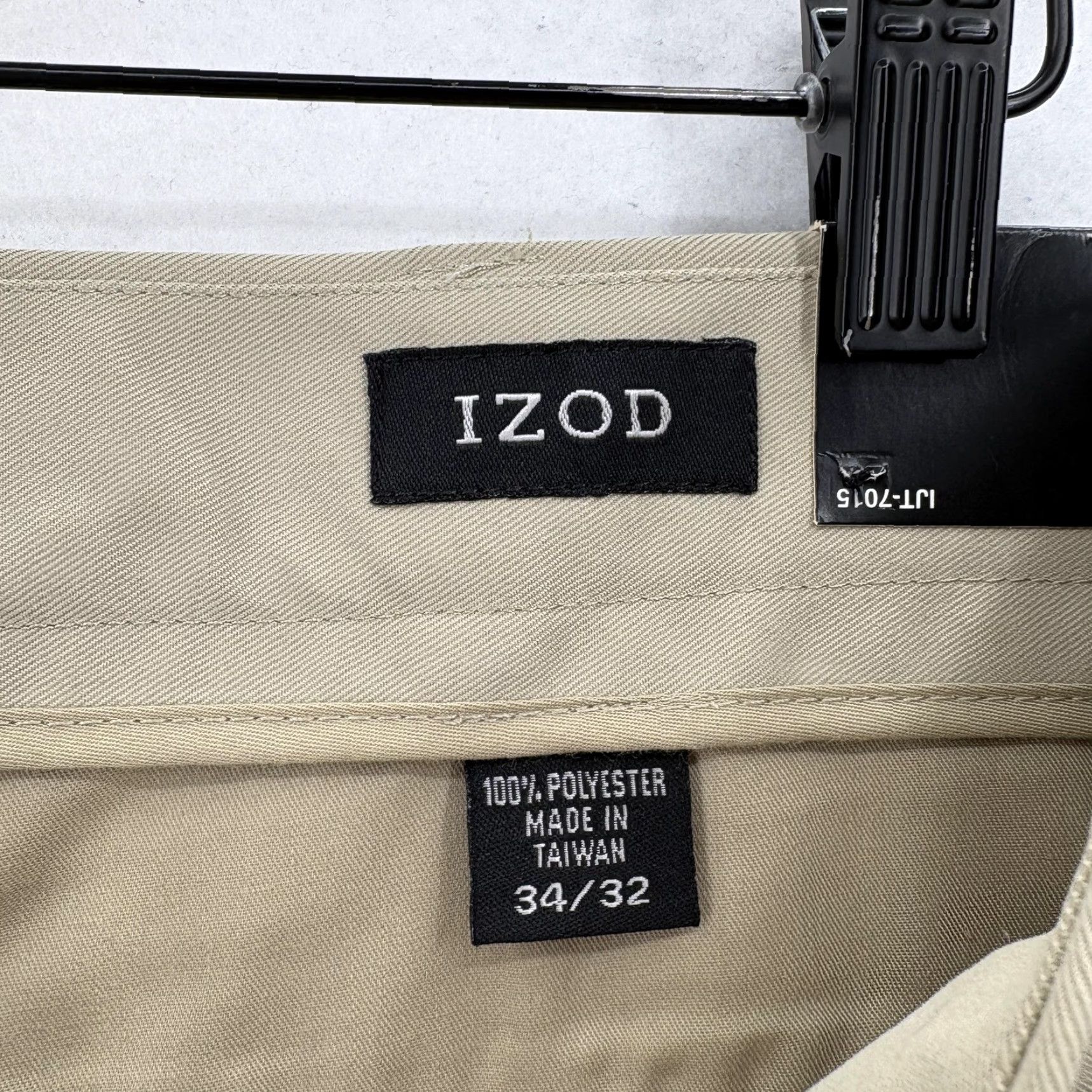 Izod IZOD Pants Mens 34x32 Khaki Microfiber Pleated Front Cuffed Chino Slacks Casual Size US 34 / EU 50 - 4 Thumbnail