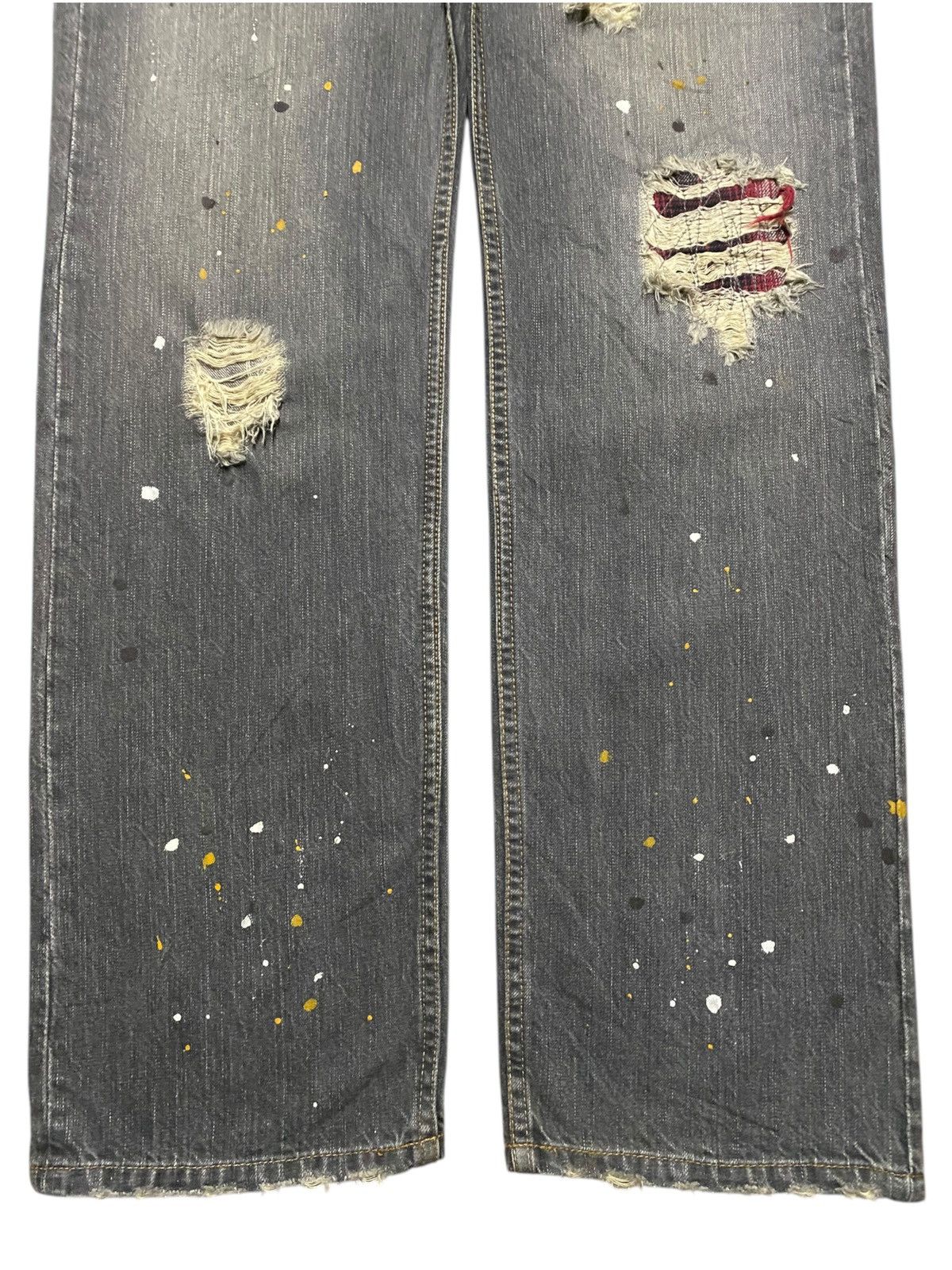 RATS JAPAN Vintage Rattle Trap Paint Splatter Distressed Loose Jeans Size US 35 - 5 Thumbnail