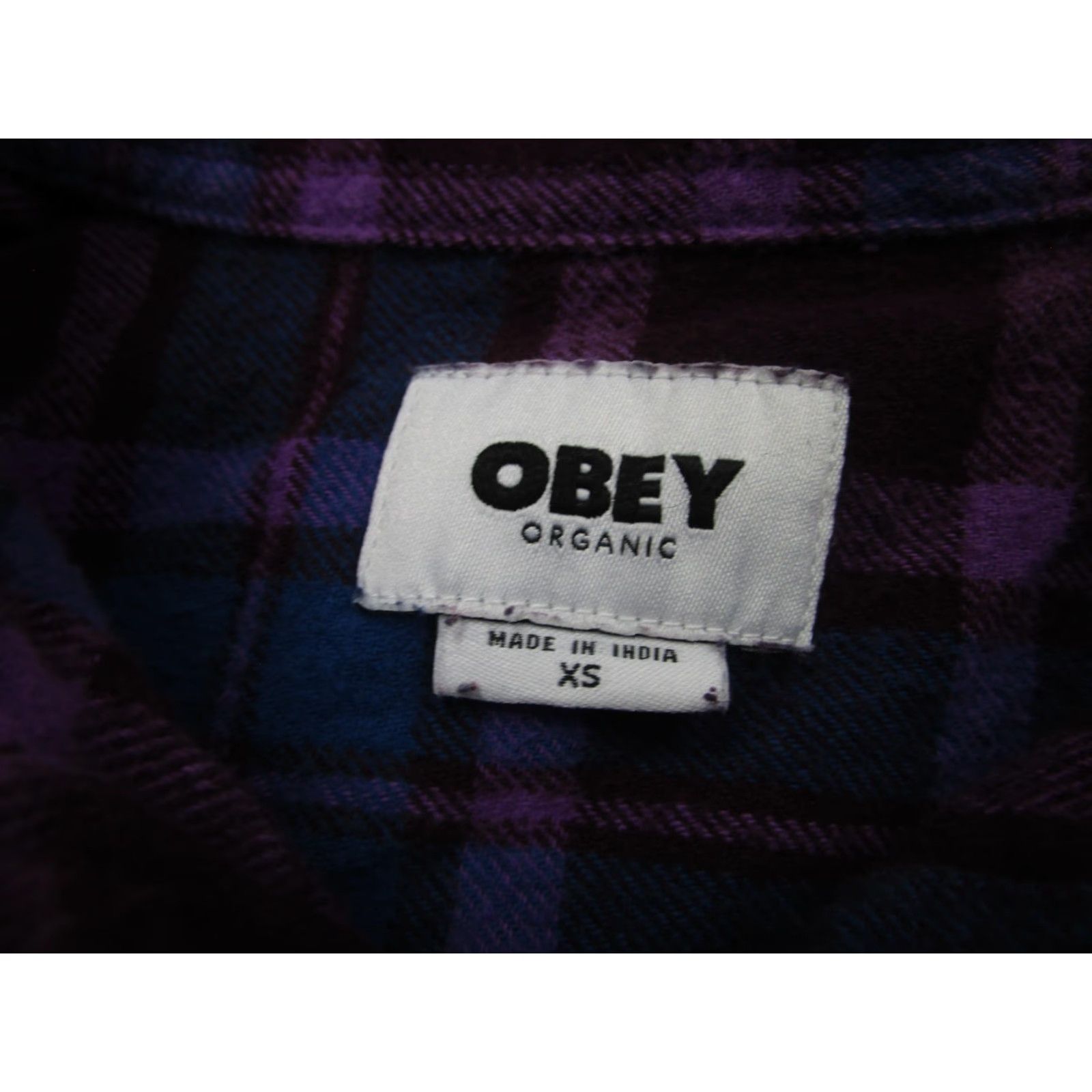 Obey VINTAGE Obey Shirt Womens XS Purple Plaid Flannel Organic Cotton Button Front Casual Size XS / US 0-2 / IT 36-38 - 3 Thumbnail