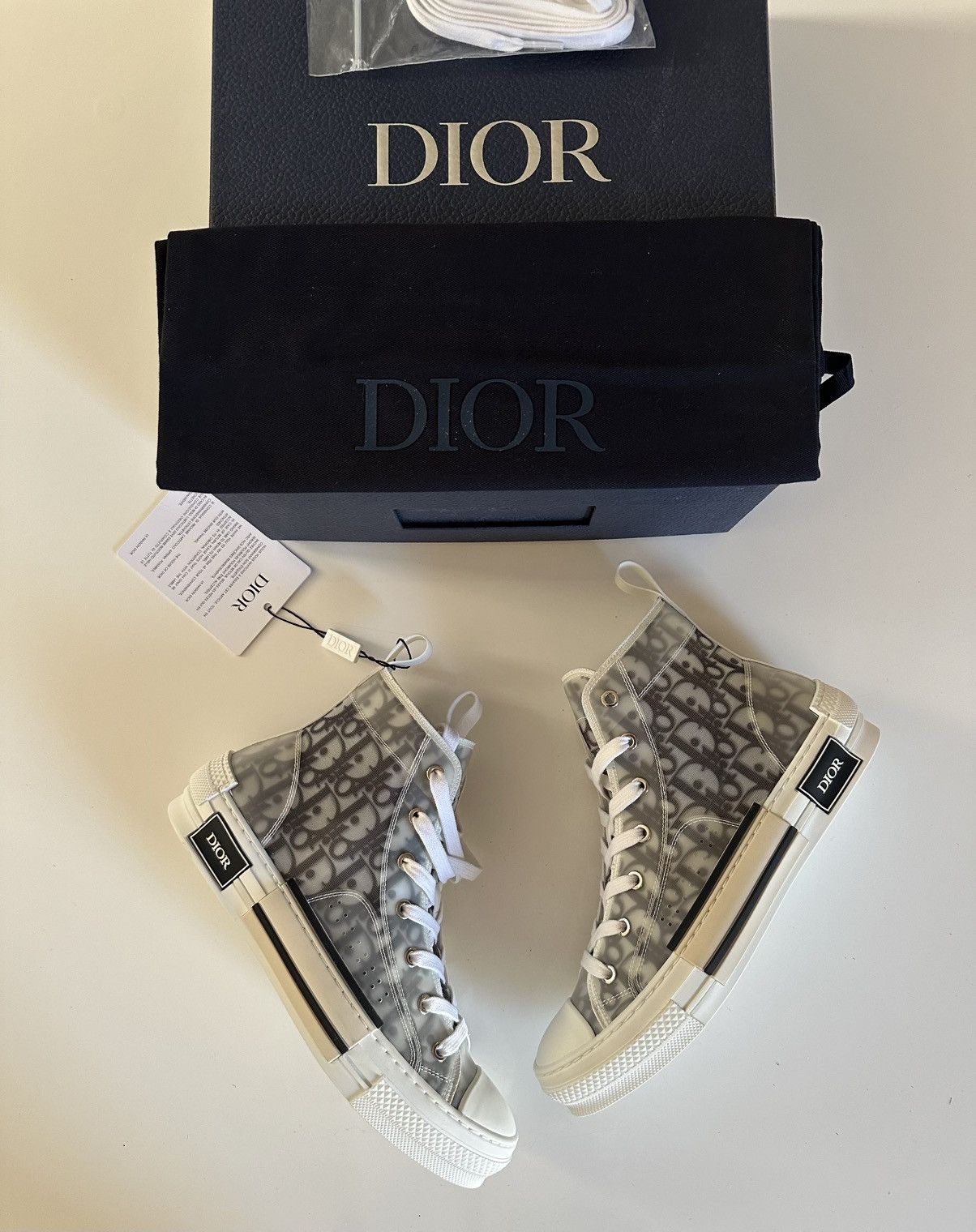 Dior Dior B23 High Top Logo Oplique Black/White Size US 7 / EU 40 - 3 Thumbnail