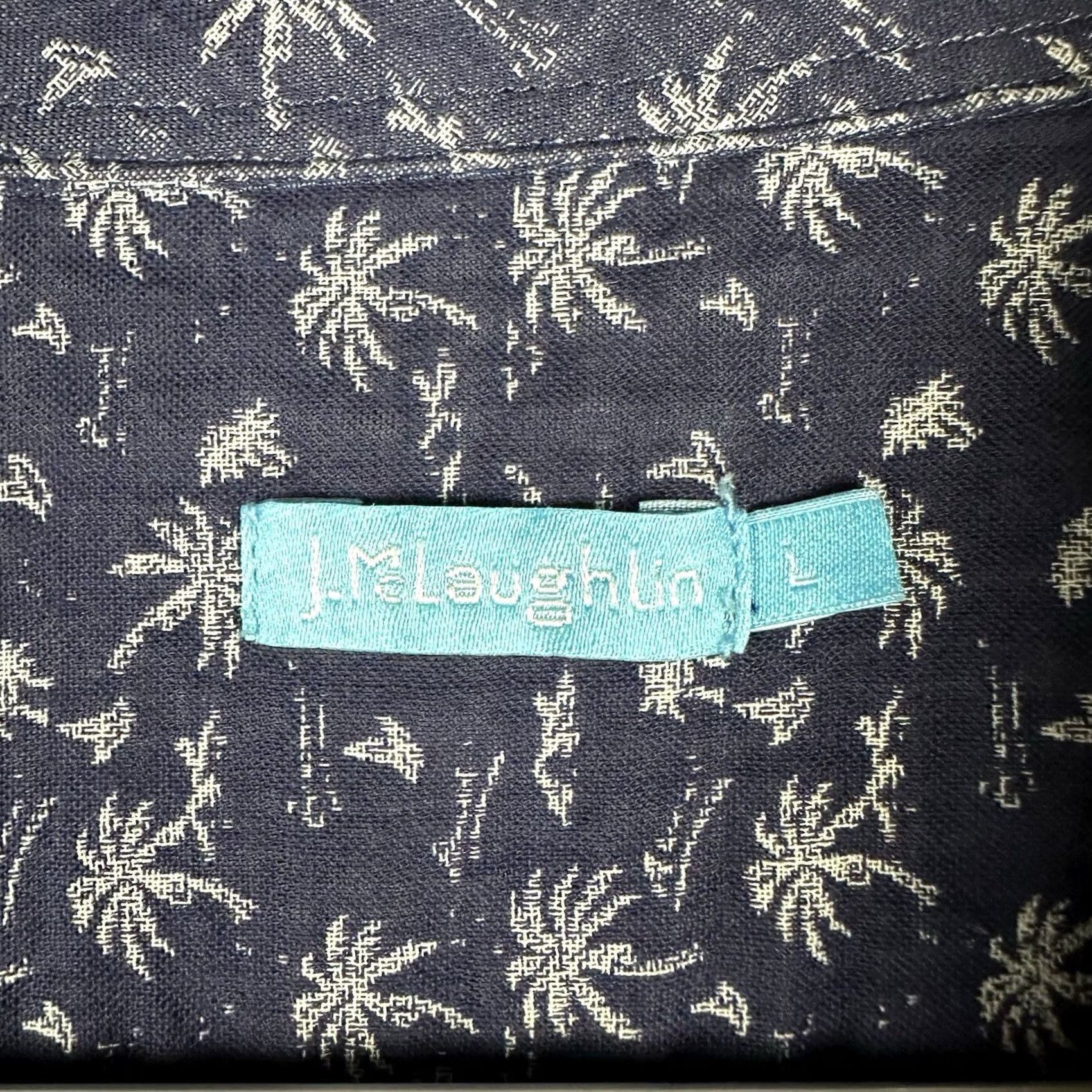 J.McLaughlin J. McLaughlin Shirt Men Large Blue Palm Tree Print Long Sleeve Button-Down Casual Size US L / EU 52-54 / 3 - 6 Thumbnail