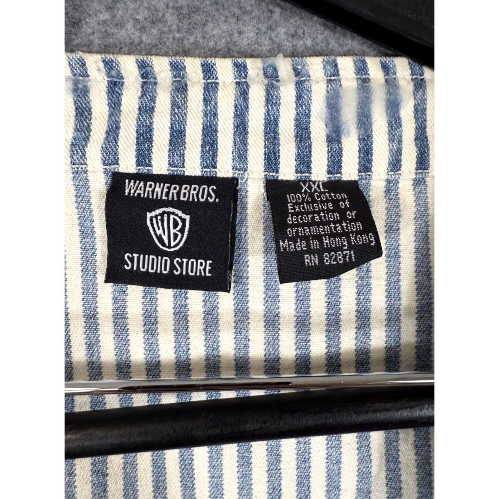 Vintage VINTAGE Warner Bros. Denim Vest Womens 2XL Blue White Striped Taz & Tweety 1996 Size XXL / US 16-18 / IT 52-54 - 6 Thumbnail