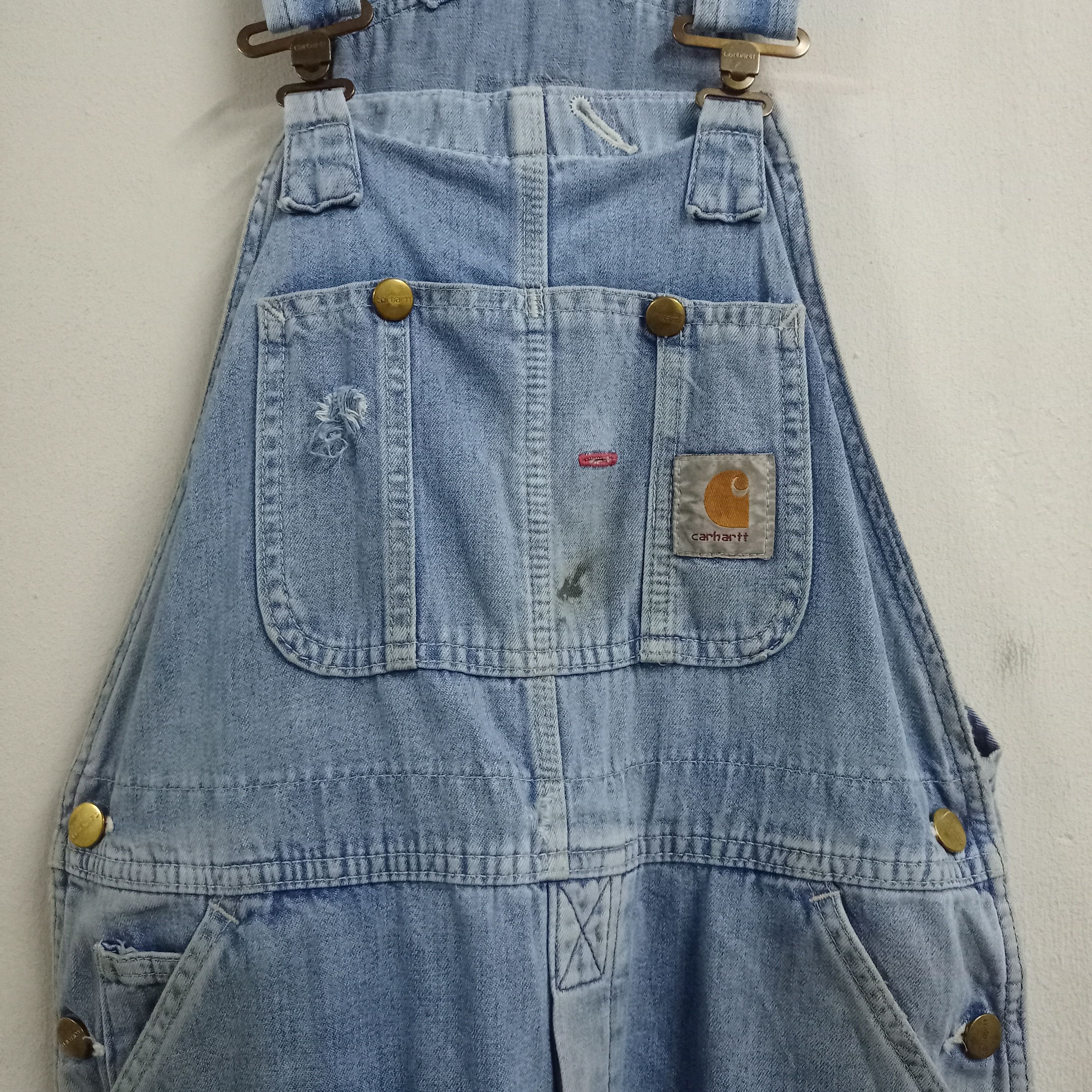 Carhartt Vintage Carhartt USA Distressed Thrashed Style Denim Overall Size US 34 / EU 50 - 3 Thumbnail
