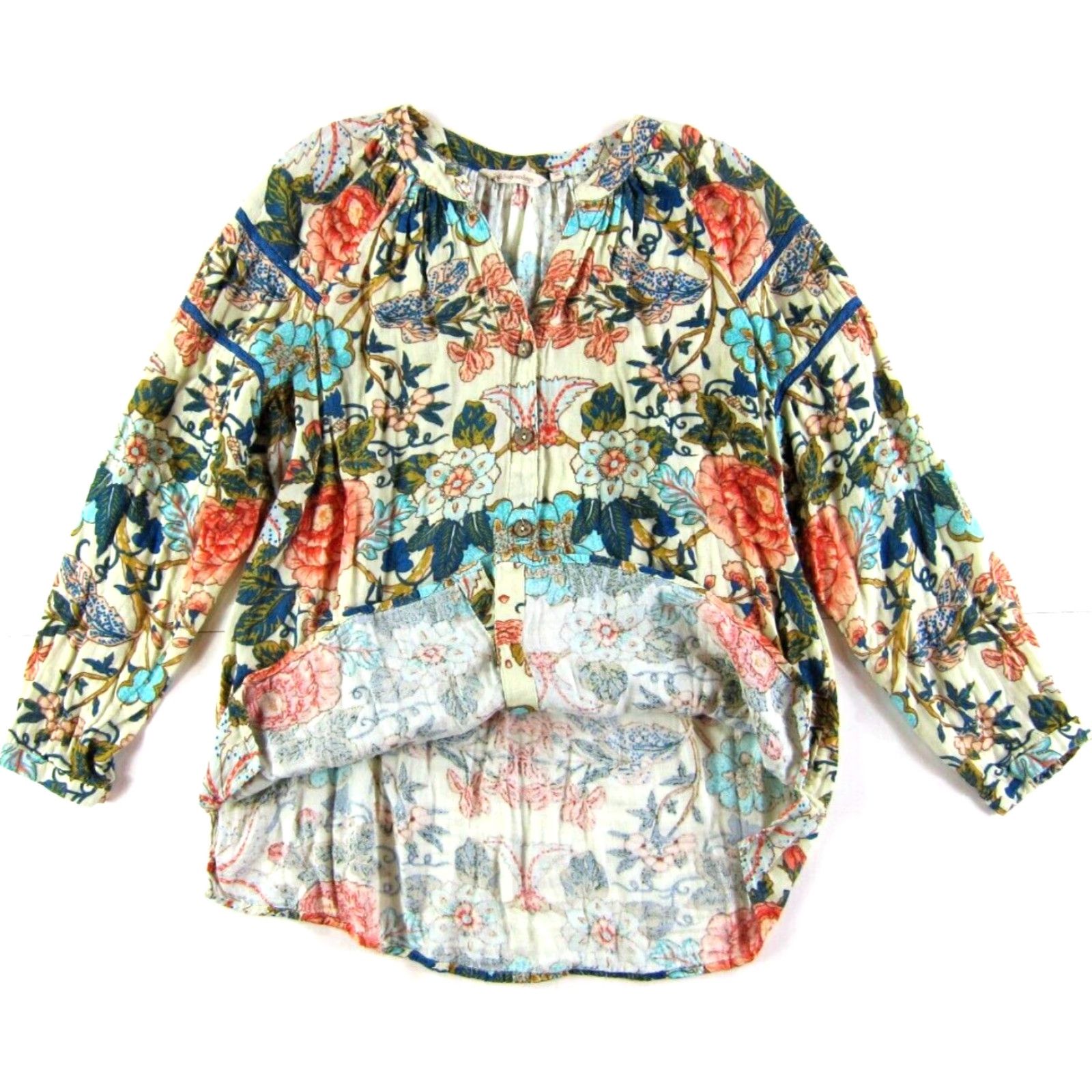 Soft Surroundings Soft Surroundings Cotton Pink Blue Green Floral Button Down Long Sleeve Blouse L Women’s Shirt Regular Floral Pattern V-Neck Button Cotton Blouse Size L / US 10 / IT 46 - 4 Thumbnail