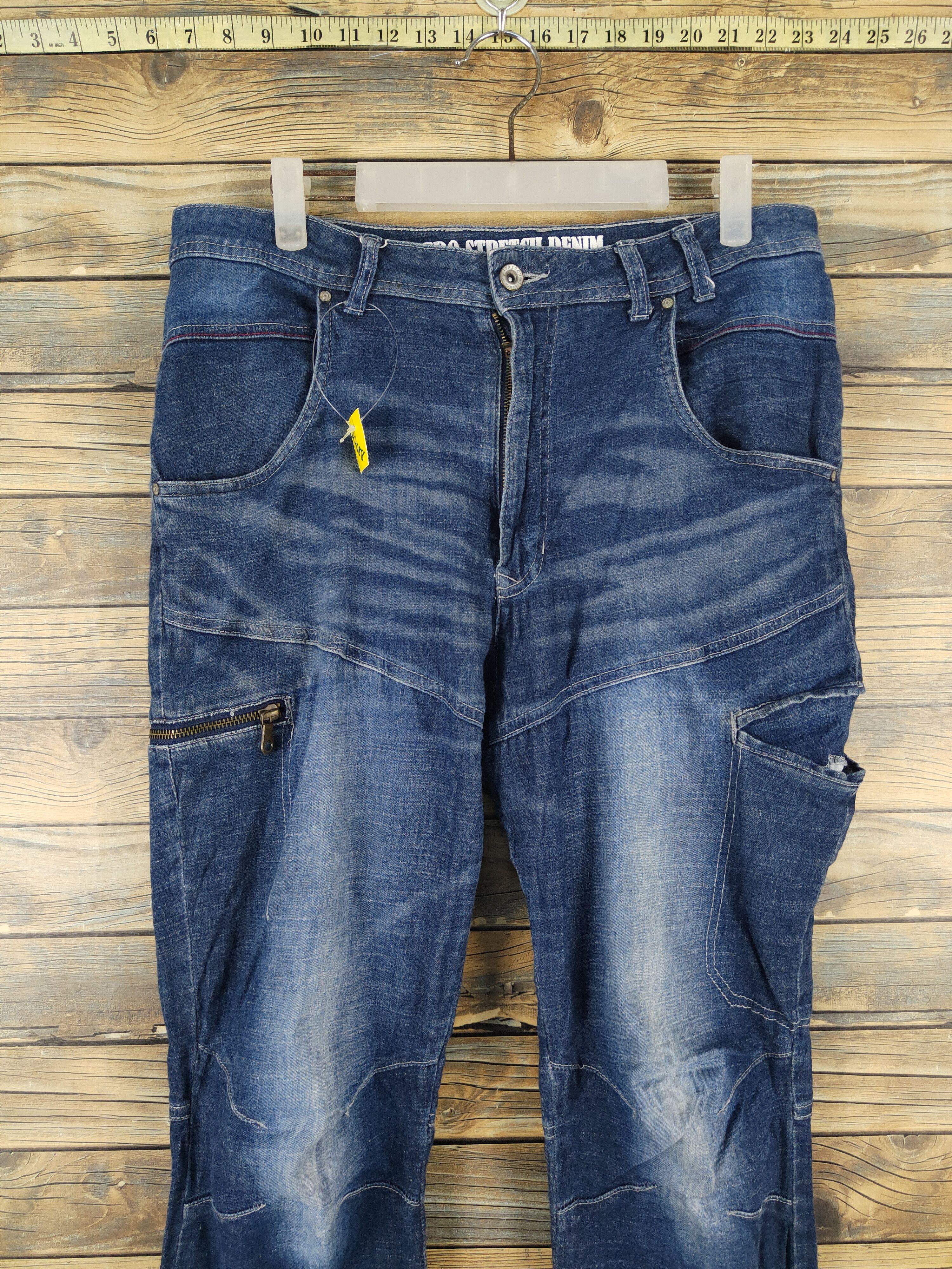 Japanese Brand FieldCore Dark Blue Distressed Ripped Soft Jeans #W2088 Size US 33 - 2 Thumbnail