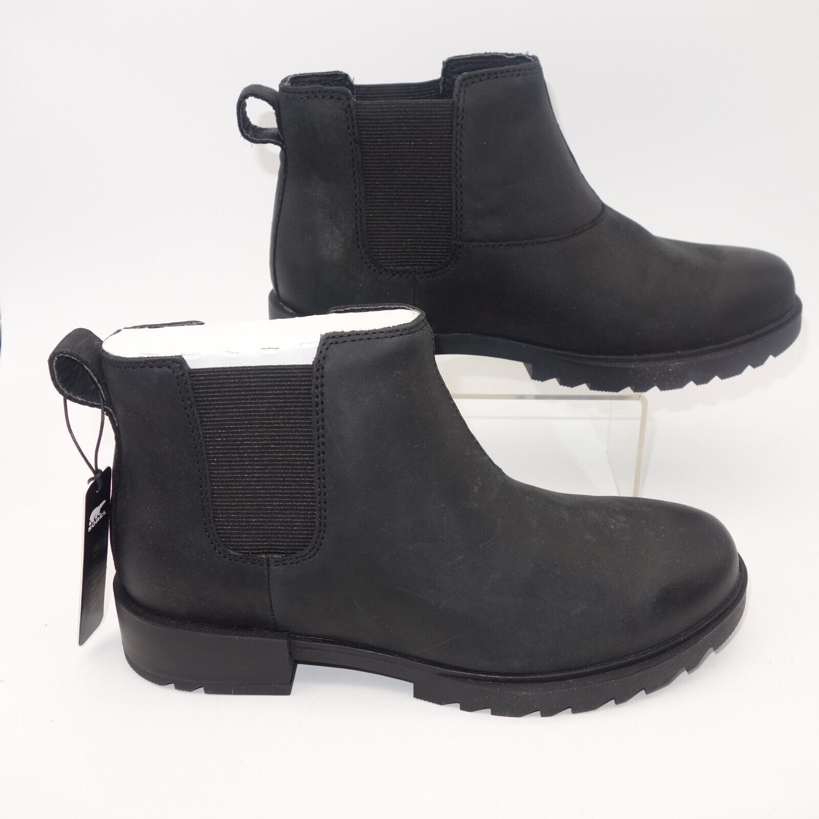 SOREL NEW Sorel Emelie II Chelsea Waterproof Black Leather Boots Size US 5.5 / IT 35.5 - 4 Thumbnail