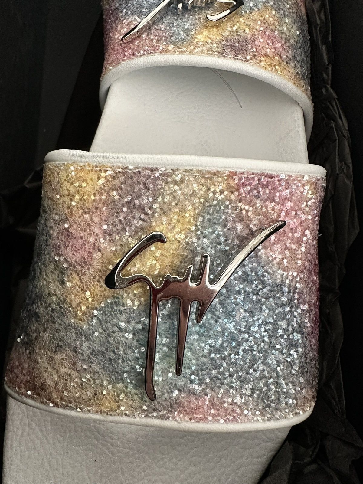 Giuseppe Zanotti Glitter Slippers/Slides Size US 9 / IT 39 - 2 Thumbnail