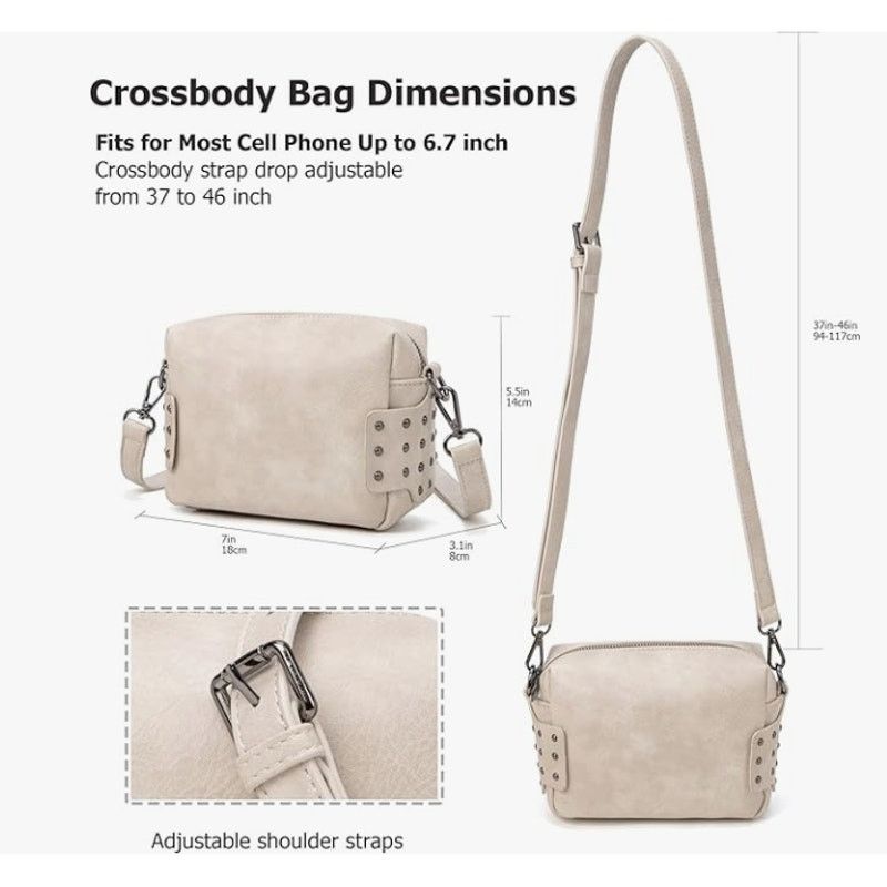 The Unbranded Brand Vintage Crossbody Bag Shoulder Purse Rivets, 7.1"x3.1"x5.5" Size ONE SIZE - 2 Thumbnail