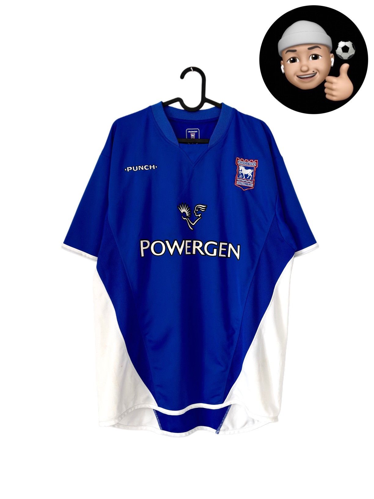 Vintage 2003 2005 Ipswich Town Punch Home Vintage Kit Soccer Jersey Size US L / EU 52-54 / 3 - 1 Thumbnail