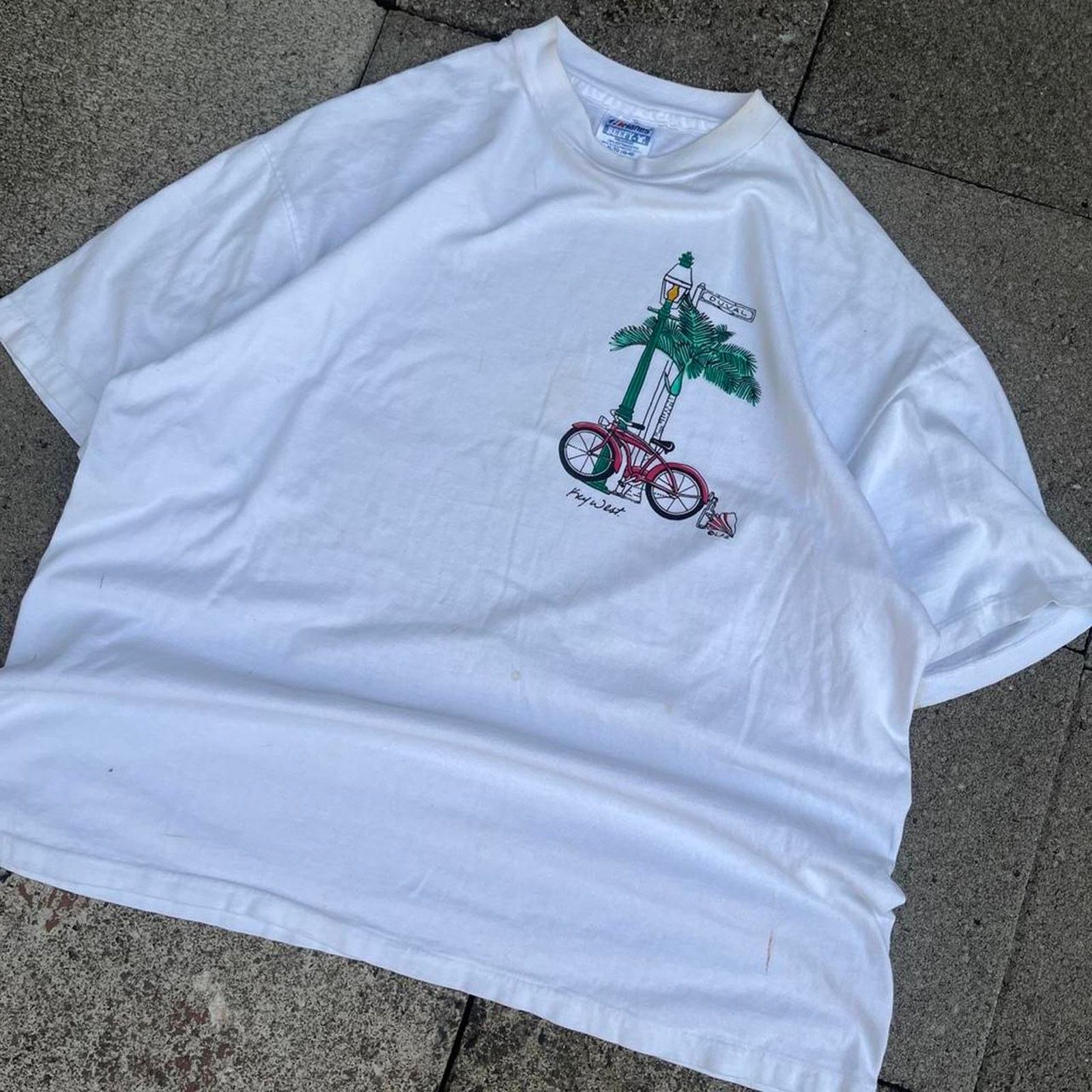 Hanes Single Stitch Street Lamp Fat Tire Bike Key West Pocket 90s Size US XL / EU 56 / 4 - 1 Thumbnail