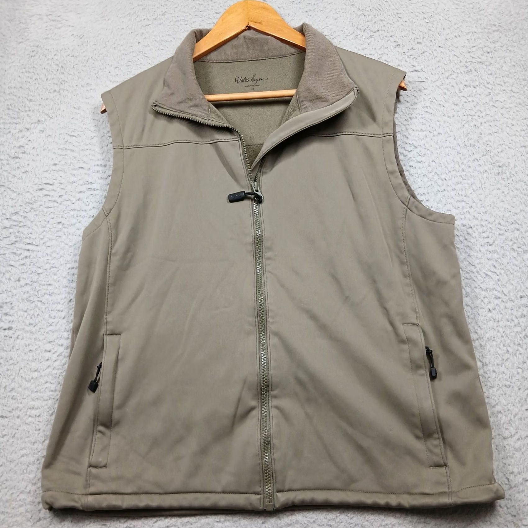 Vintage Walter Hagen Vest Men's M Tan Zip Front Softshell Windbreaker Outdoor Golf Outerwear Size US M / EU 48-50 / 2 - 2 Thumbnail