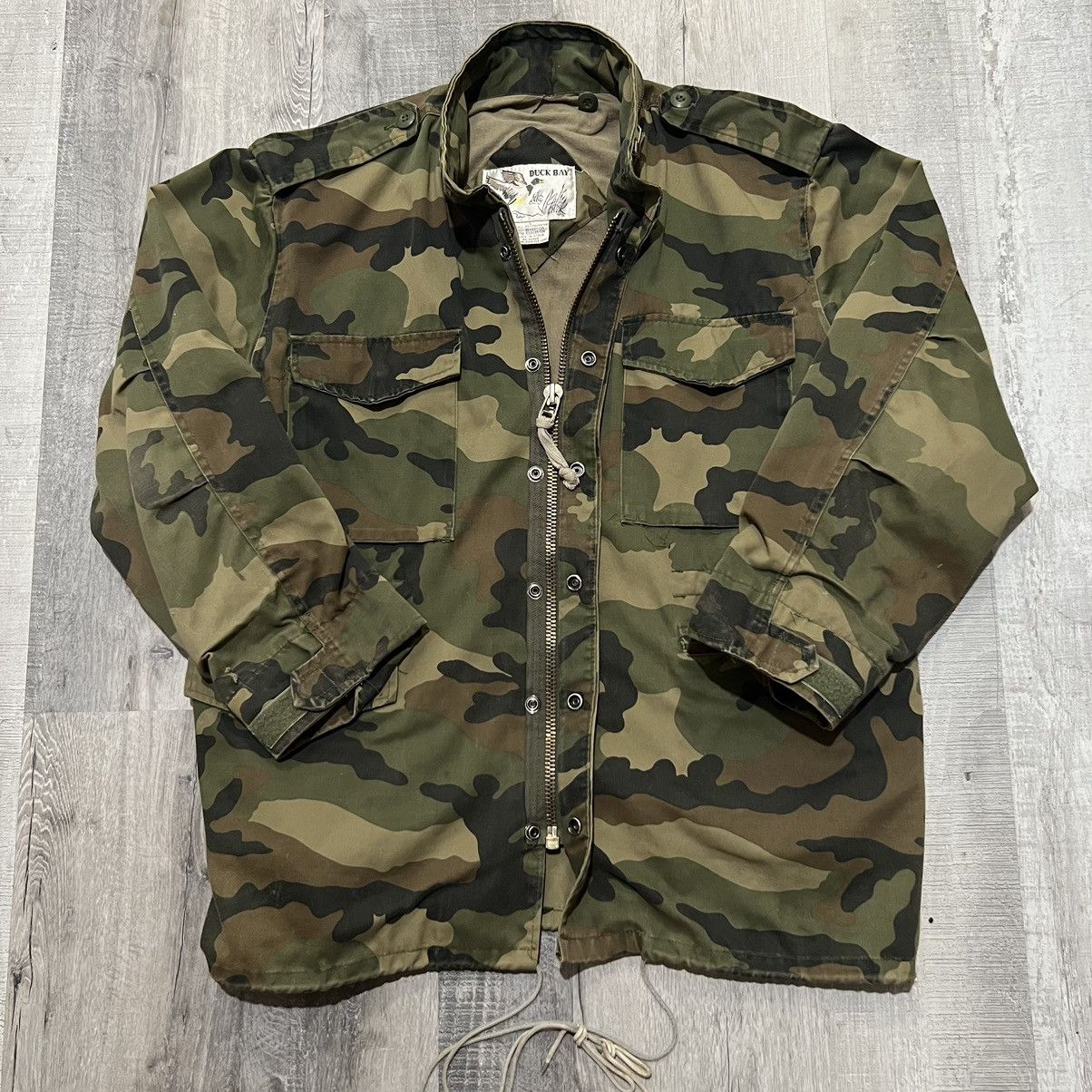 VTG 80s Duck Bay Camo Hunting Military Field Jacket Heavy Coats