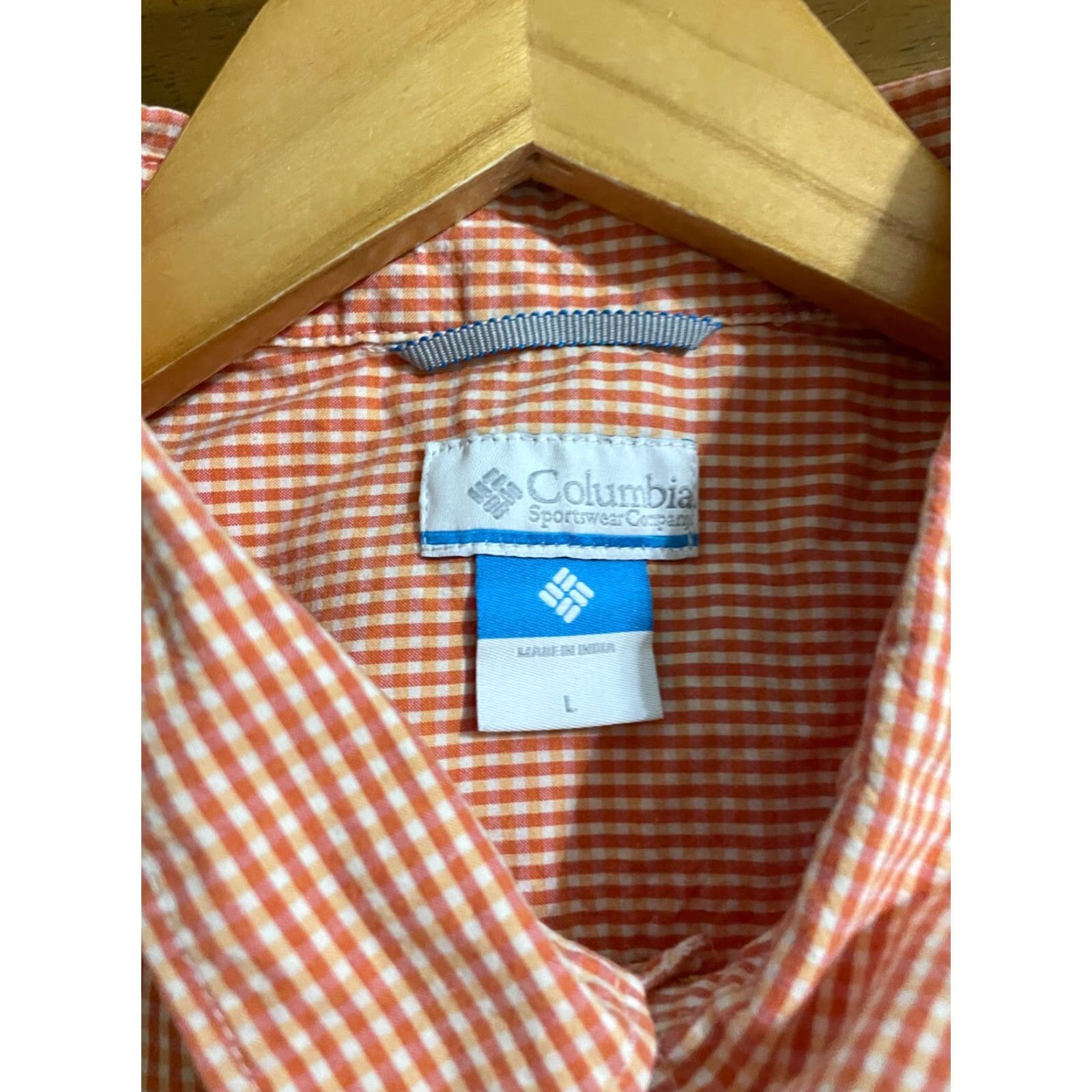 Vintage Columbia Shirt Mens Large Check Plaid Button Down Pocket Orange and white Size US L / EU 52-54 / 3 - 3 Thumbnail