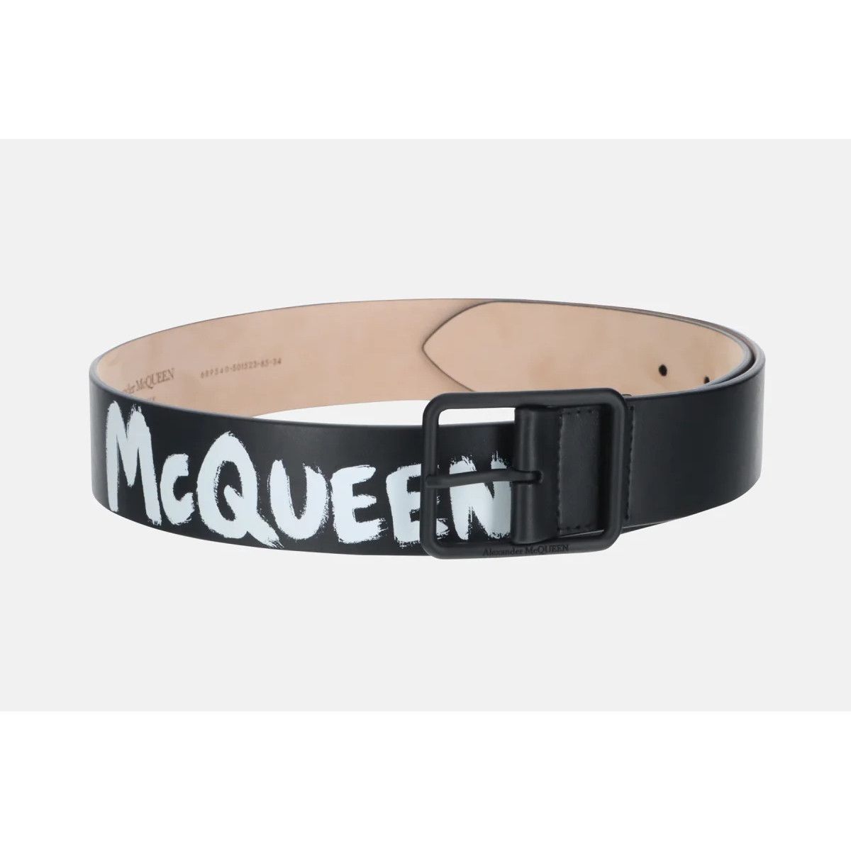 Alexander McQueen ALEXANDER MCQUEEN black graffiti logo leather belt 100 q Size 38 - 1 Thumbnail