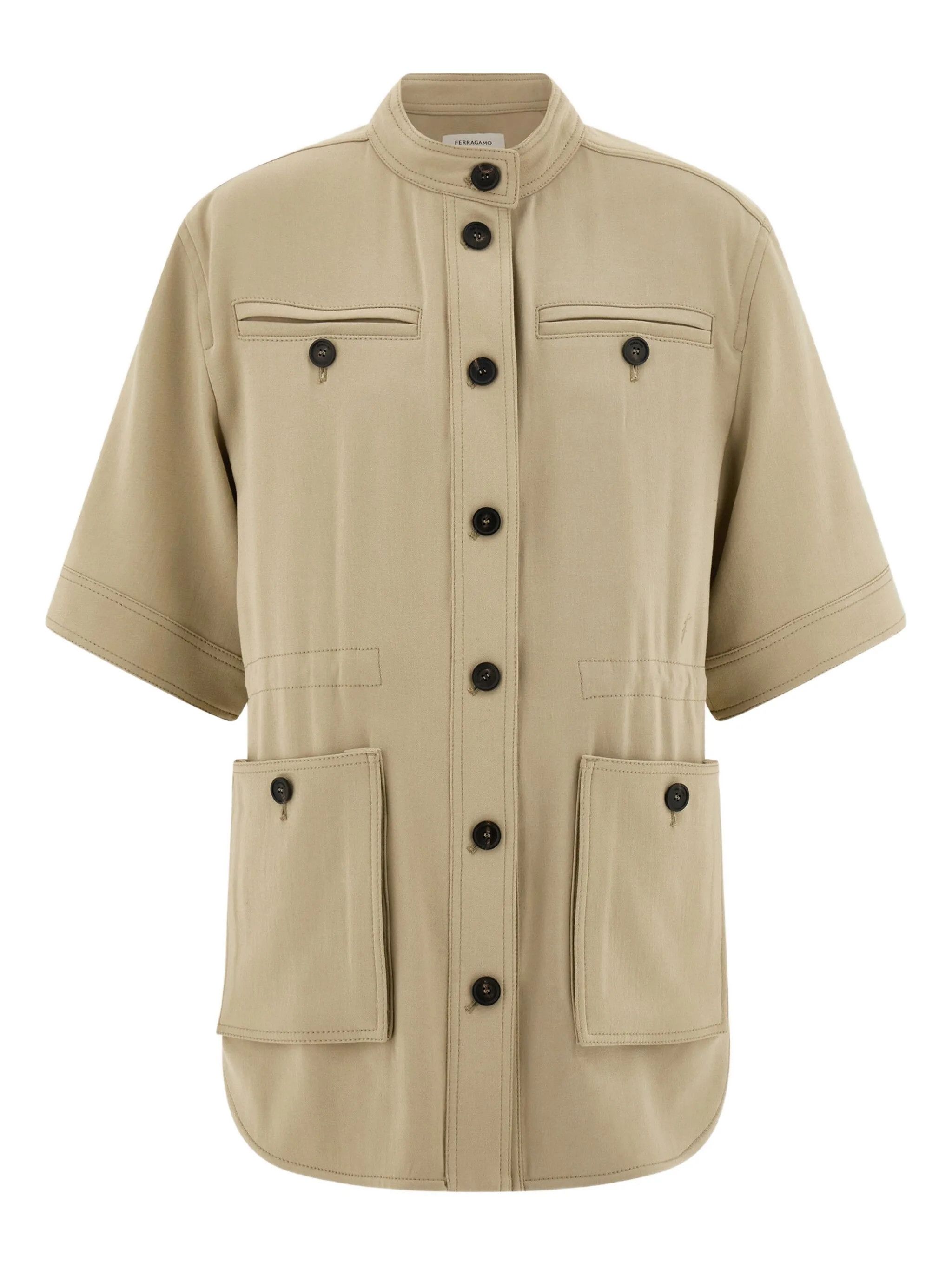 Salvatore Ferragamo o1s1rm0526 Short-sleeve Jacket in Beige Size S / US 4 / IT 40 - 1 Thumbnail