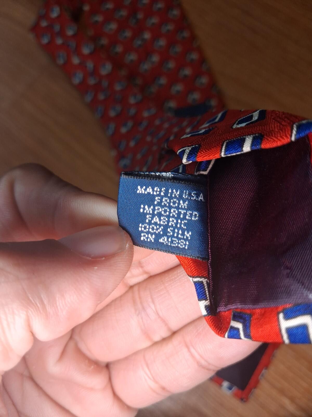 Polo Ralph Lauren Polo Ralph Lauren Silk Tie Red Geometric Handmade USA Wide Size ONE SIZE - 3 Thumbnail