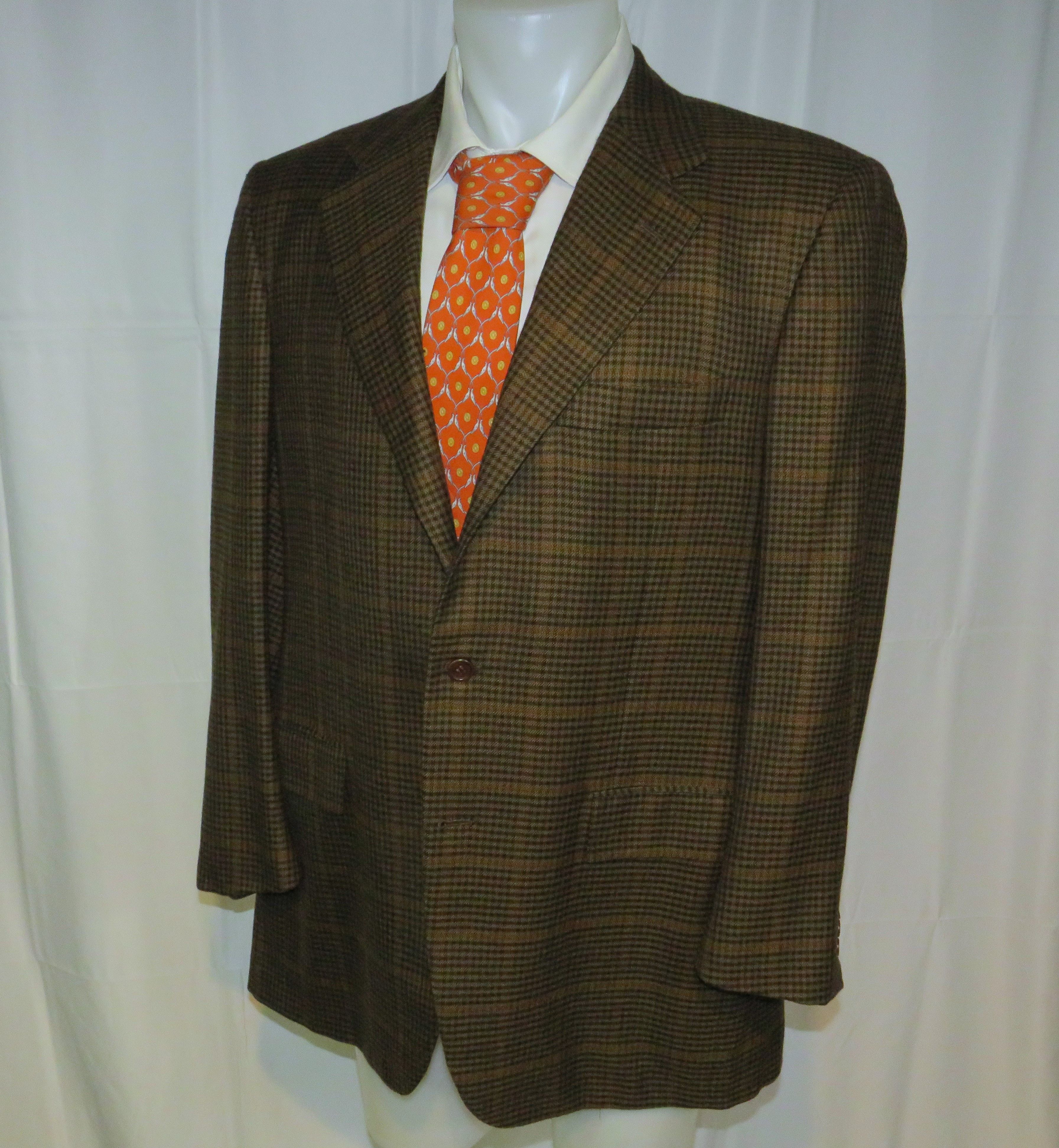 Kiton Vintage Brown Plaid 100% Cashmere Three Button Blazer 46L Size 46L - 7 Thumbnail