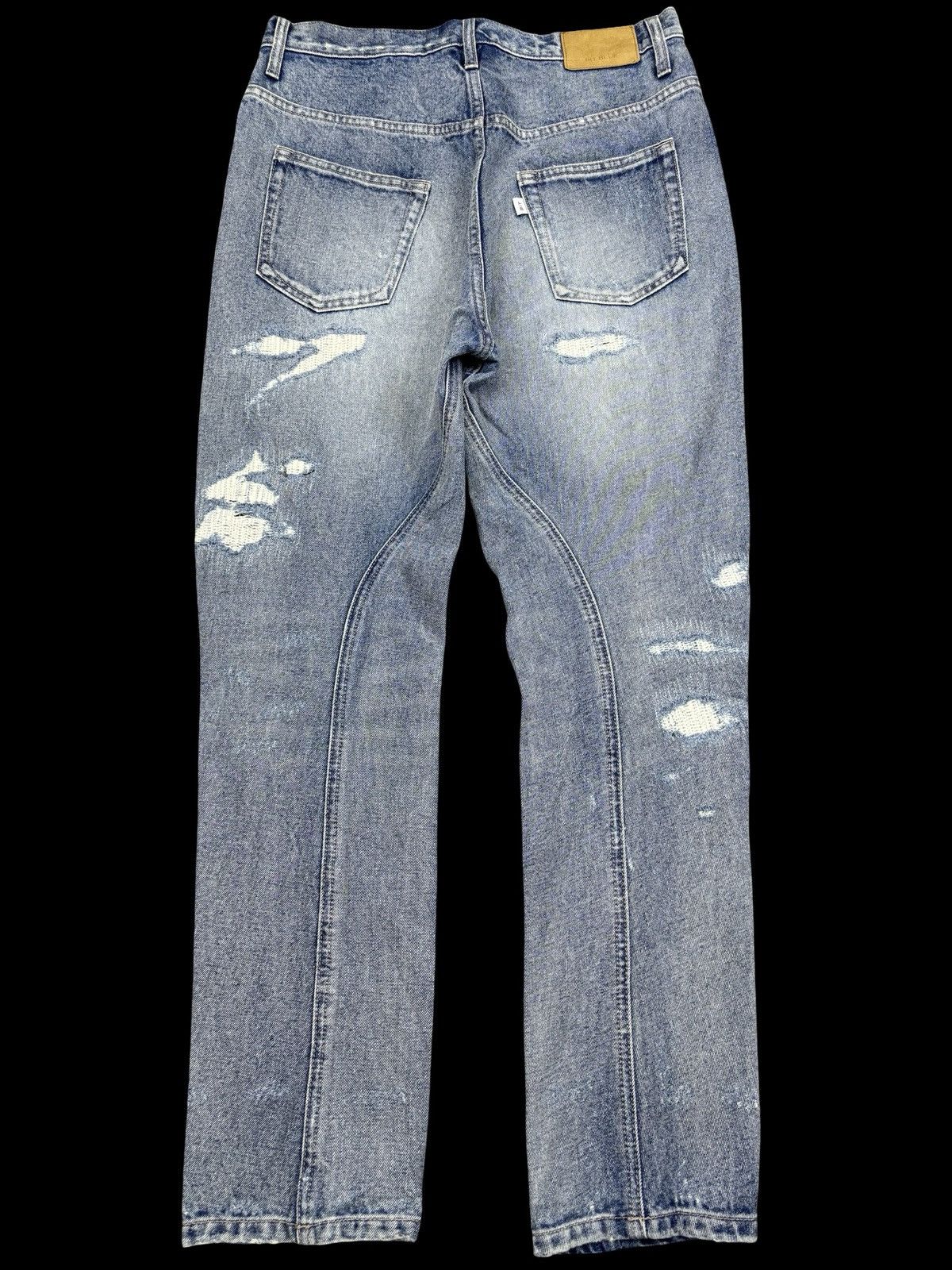 Japanese Brand 💥Japan Style💥Bit Blue Distressed Sarouel Mild Denim F806 Size US 31 - 2 Thumbnail
