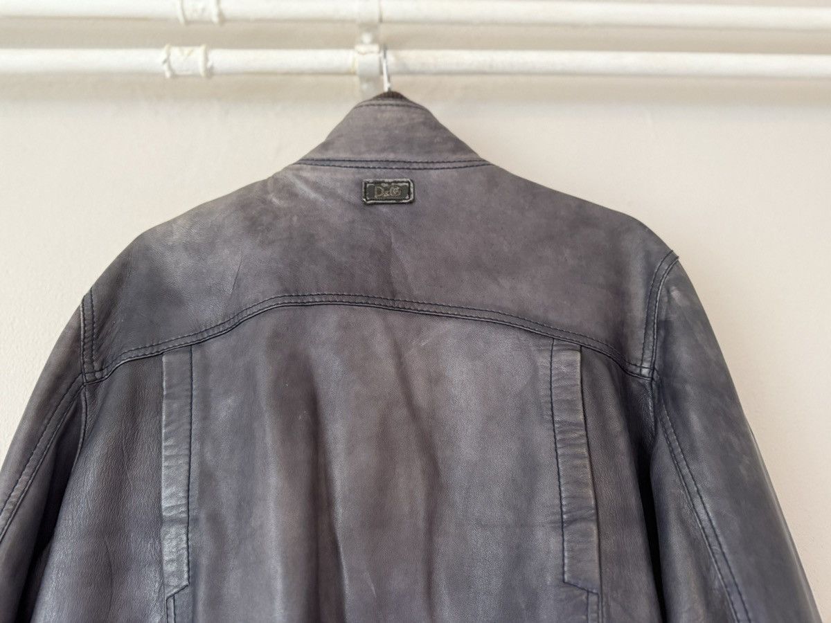 Dolce & Gabbana D&G Distressed Grey Lamb Leather Bomber Jacket Size US L / EU 52-54 / 3 - 7 Thumbnail