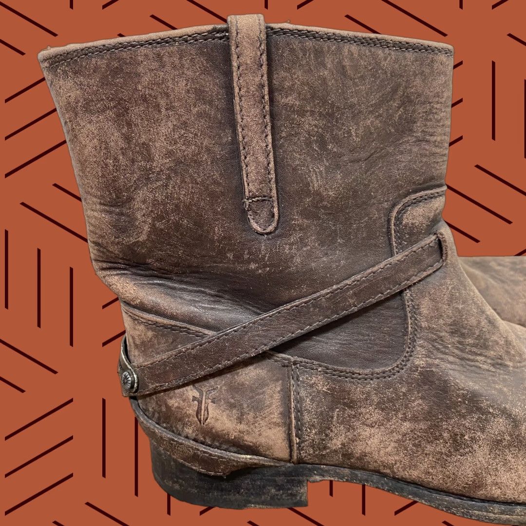 Frye FRYE Lindsay Plate Short Boots Womens 8.5 B Leather Dusty Graphite Stone Size 30" / US 8 / IT 44 - 1 Thumbnail