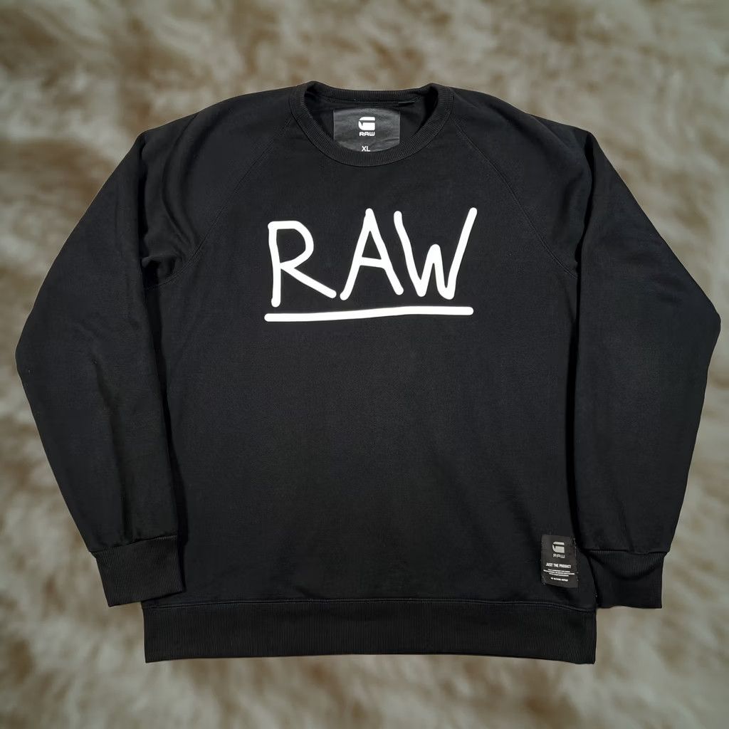 Vintage G-Star RAW Mens XL Black Logo Pullover Sweatshirt Size US XL / EU 56 / 4 - 1 Thumbnail