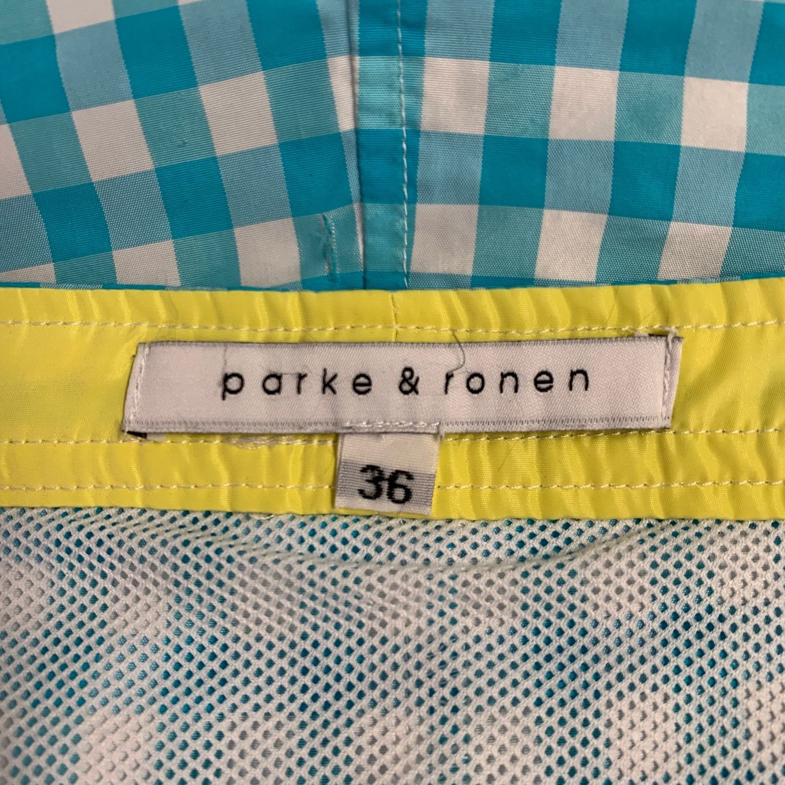 Parke & Ronen Turquoise White Gingham Polyester Blend Swim Trunks Size US 36 / EU 52 - 5 Thumbnail