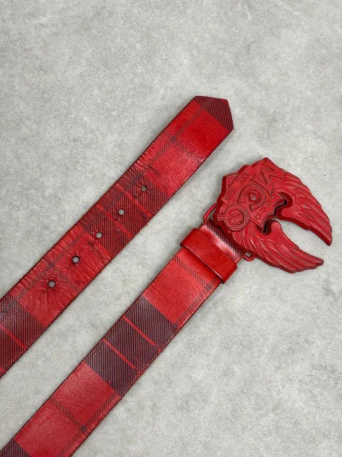 Alexander McQueen Alexander McQueen Winged Logo Buckle Red Leather Belt Size ONE SIZE - 3 Thumbnail
