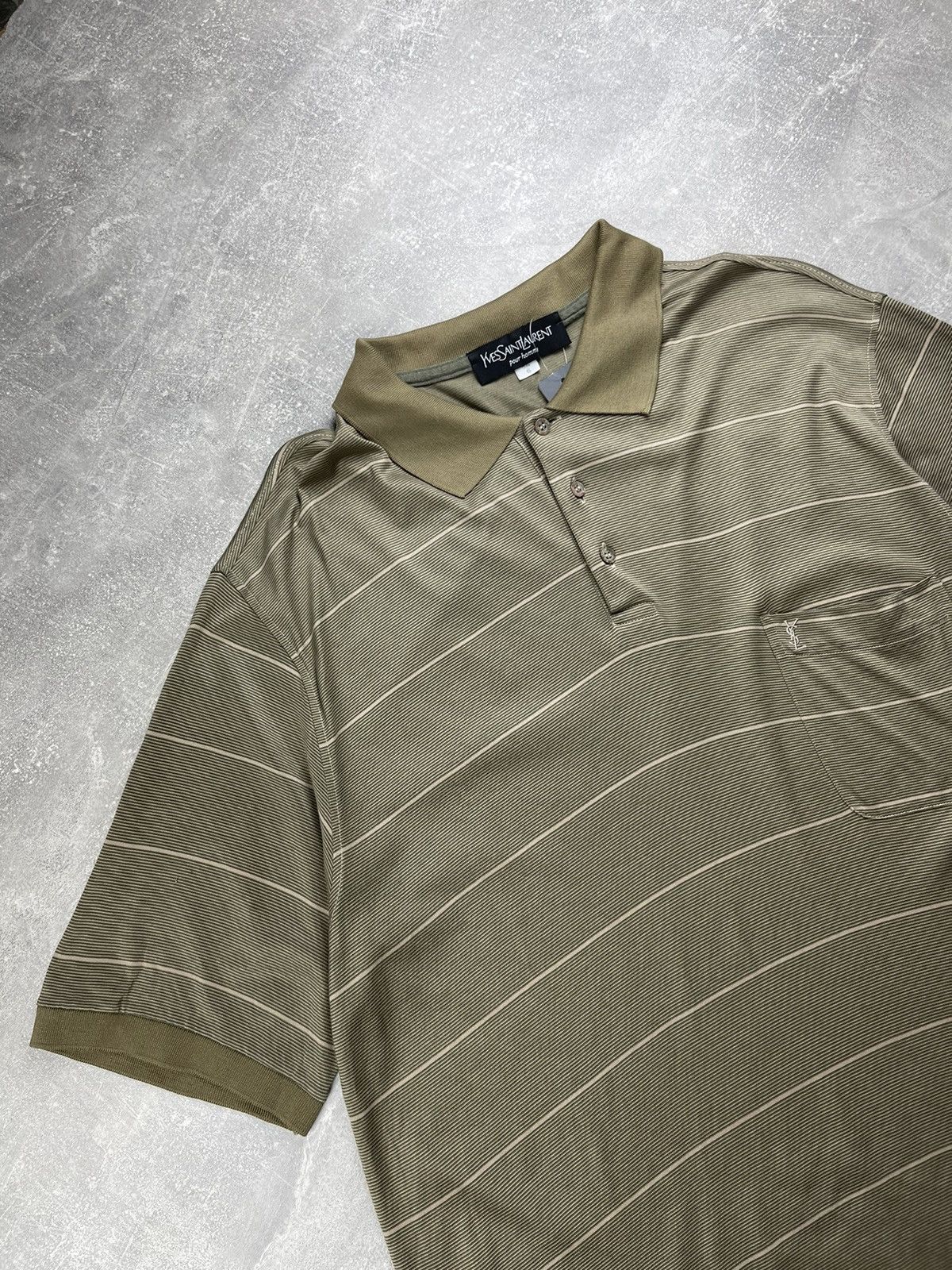 Yves Saint Laurent Vintage Yves Sain Laurent Striped Cotton Gold Polo T-Shirt Size US XL / EU 56 / 4 - 4 Thumbnail