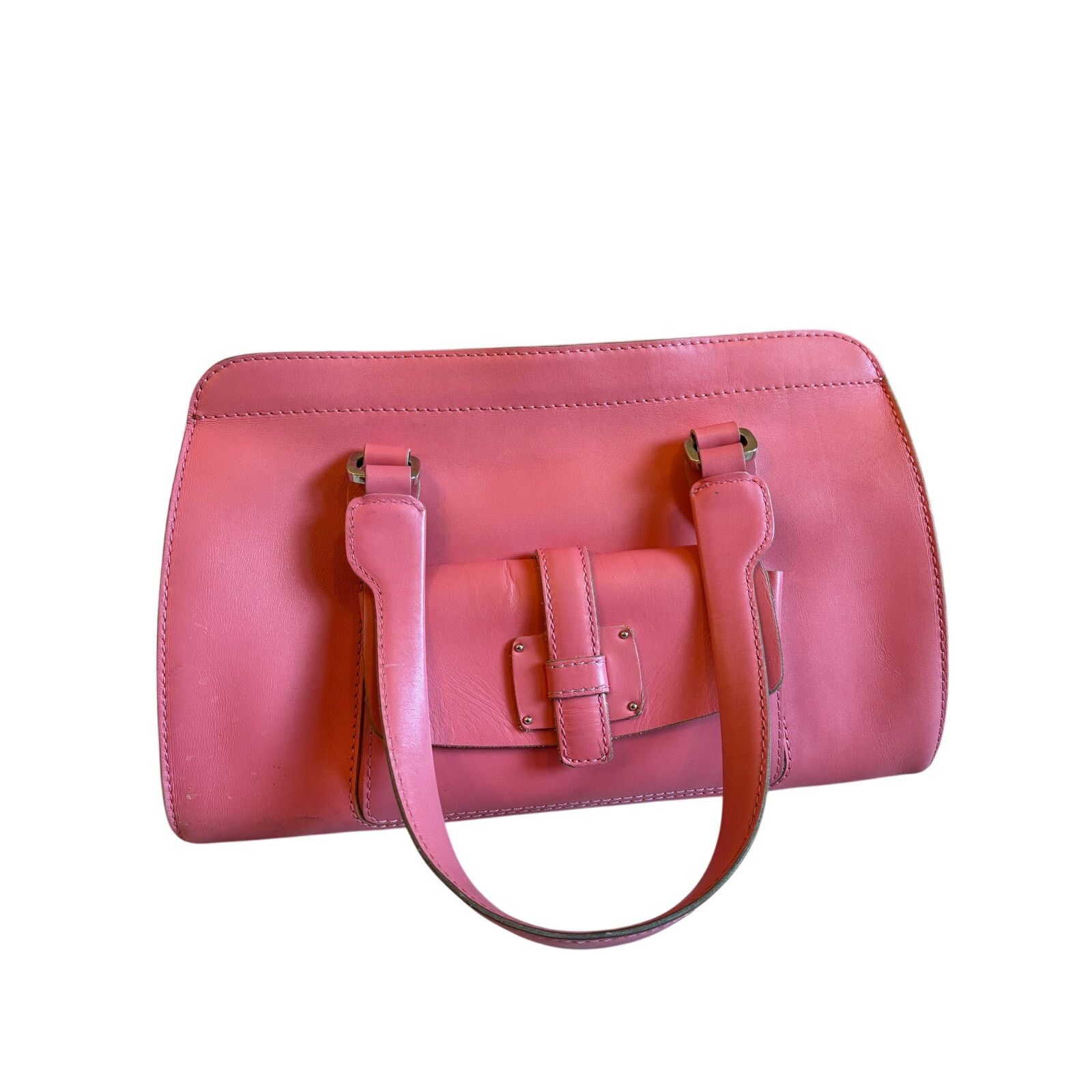 Malo Malo Pink Leather Bag with Tan Suede Interior Handbag Size ONE SIZE - 1 Thumbnail