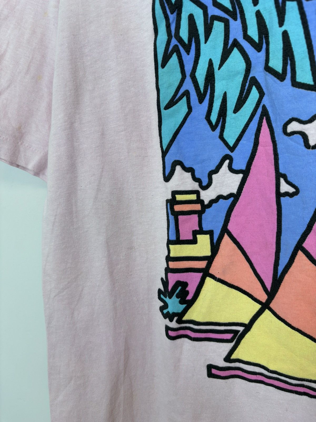 Vintage Vintage 1990s Palm Beach USA Big Graphic Pink T-Shirt Tee Size US L / EU 52-54 / 3 - 6 Thumbnail