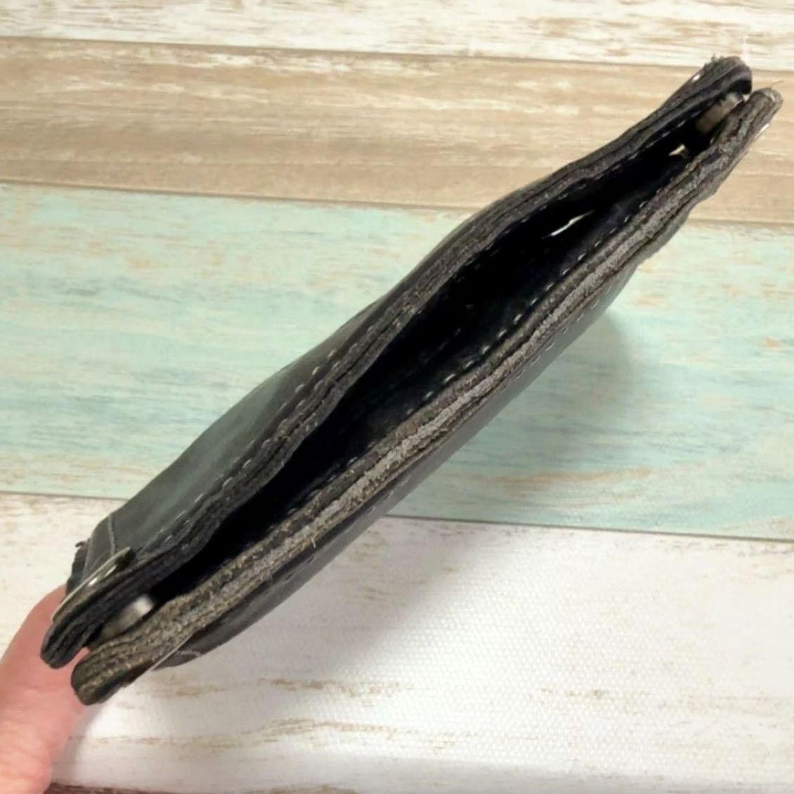 Ralph Lauren RRL RALPH LAUREN DISTRESSED LEATHER BIFOLD WALLET MEN Dark Brown Used Size ONE SIZE - 3 Thumbnail